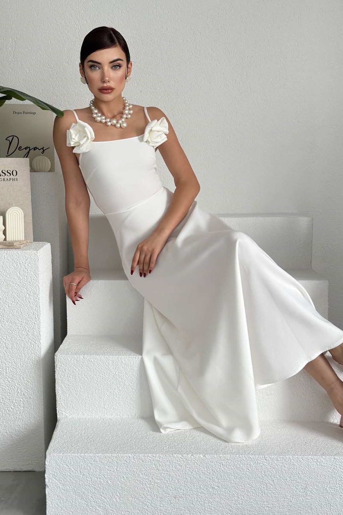 WOMAN VISION Maxikleid Trägerloses Maxikleid mit Ausschnitt