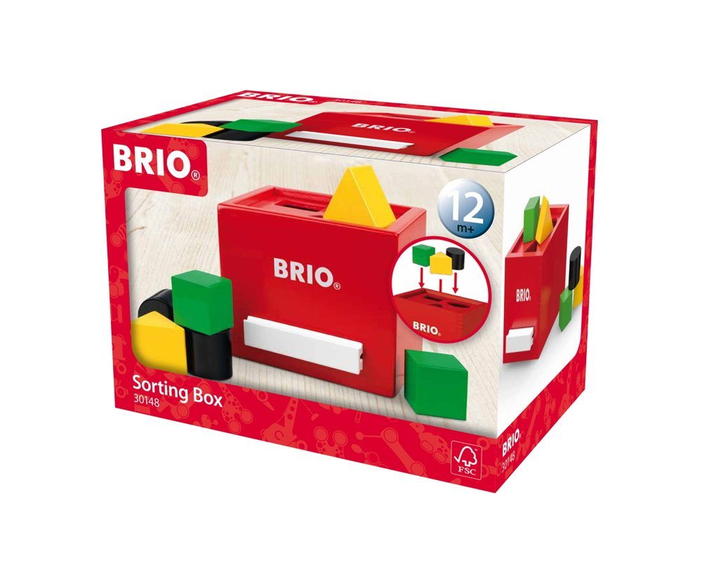 BRIO® Steckspielzeug Brio Kleinkindwelt Holz Sortierbox Rote Sortierbox 7 Teile 30148