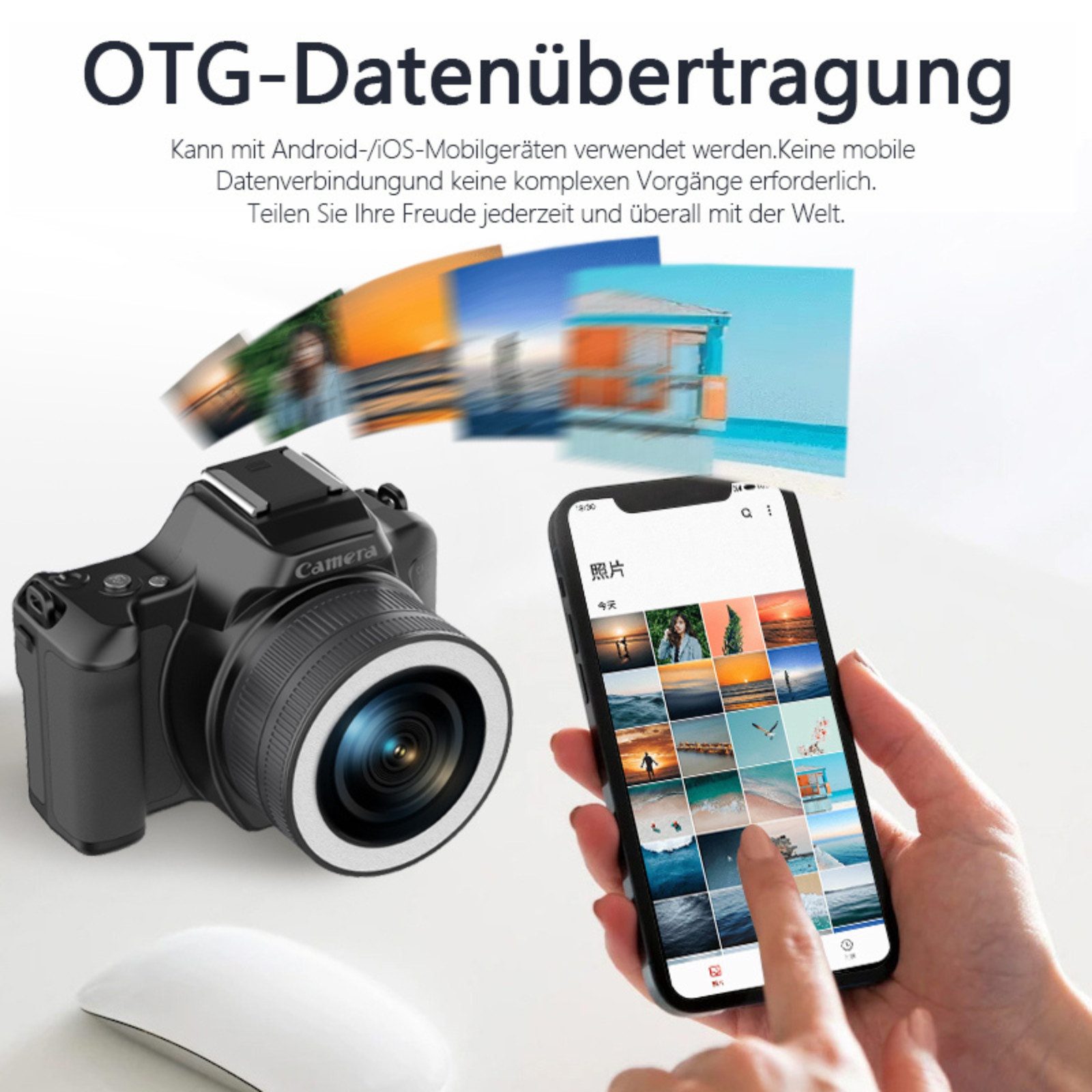 Tekoo Digitalkamera Mini Kompaktkamera 2K 48MP Fotokamera inkl. 32GB Karte Kompaktkamera (Standard-Weitwinkel, 48 MP, inkl. inkl. 32GB Micro-SD-Karte, Kartenlesegerät, Duales Linsensystem, ultrakompaktes Taschenformat)