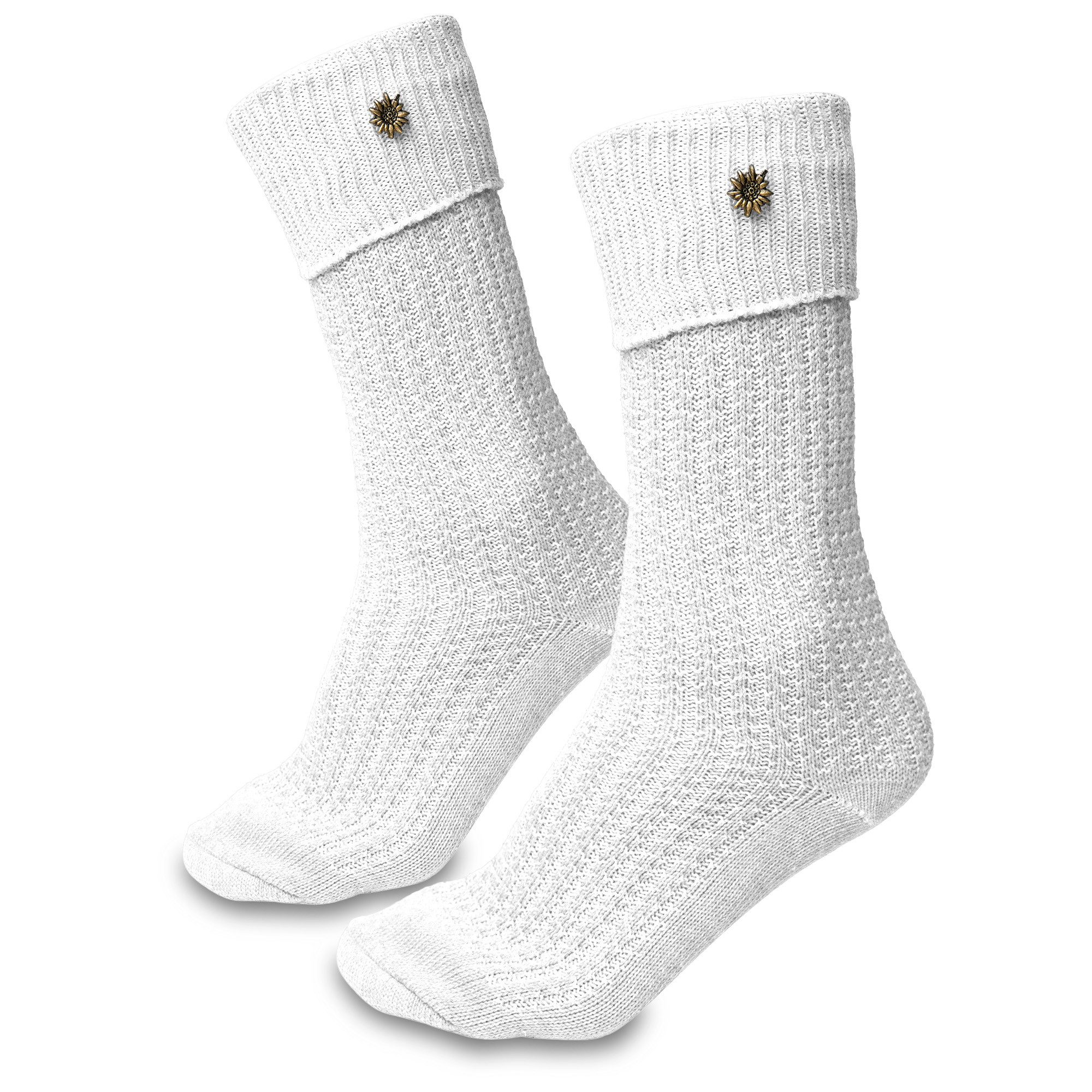 Steigenhöfer Manufaktur Trachtensocken mit Edelweißanstecker und Zopfmuster - Socken für Herren und Damen Bayerische Trachtenstrümpfe aus Baumwolle für dein Oktoberfest Outfit