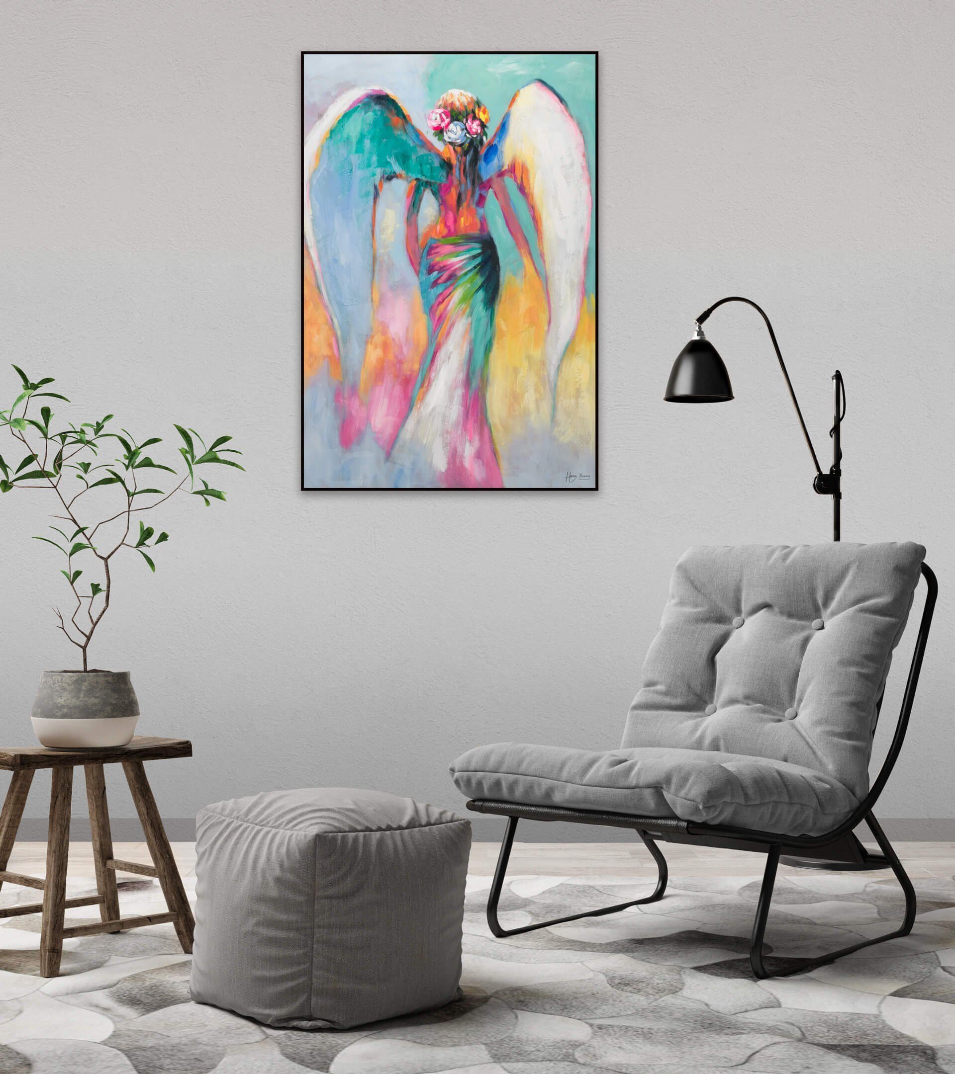 80x120 KUNSTLOFT Gemälde HANDGEMALT der Leinwandbild Magie Wandbild Wohnzimmer 100% cm, Lüfte