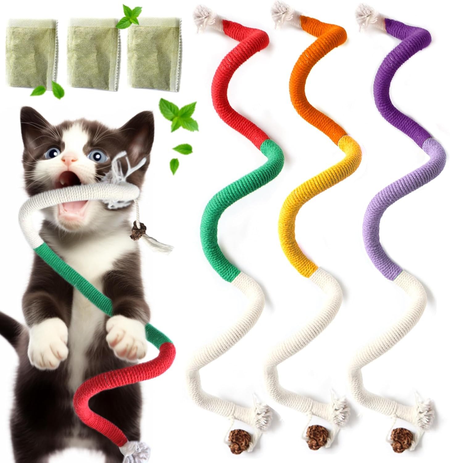 FELIXLEO Tierkuscheltier 3er Pack Sisal Katzenspielzeug Seil zur Zahnpflege für Katzen, (1-tlg)