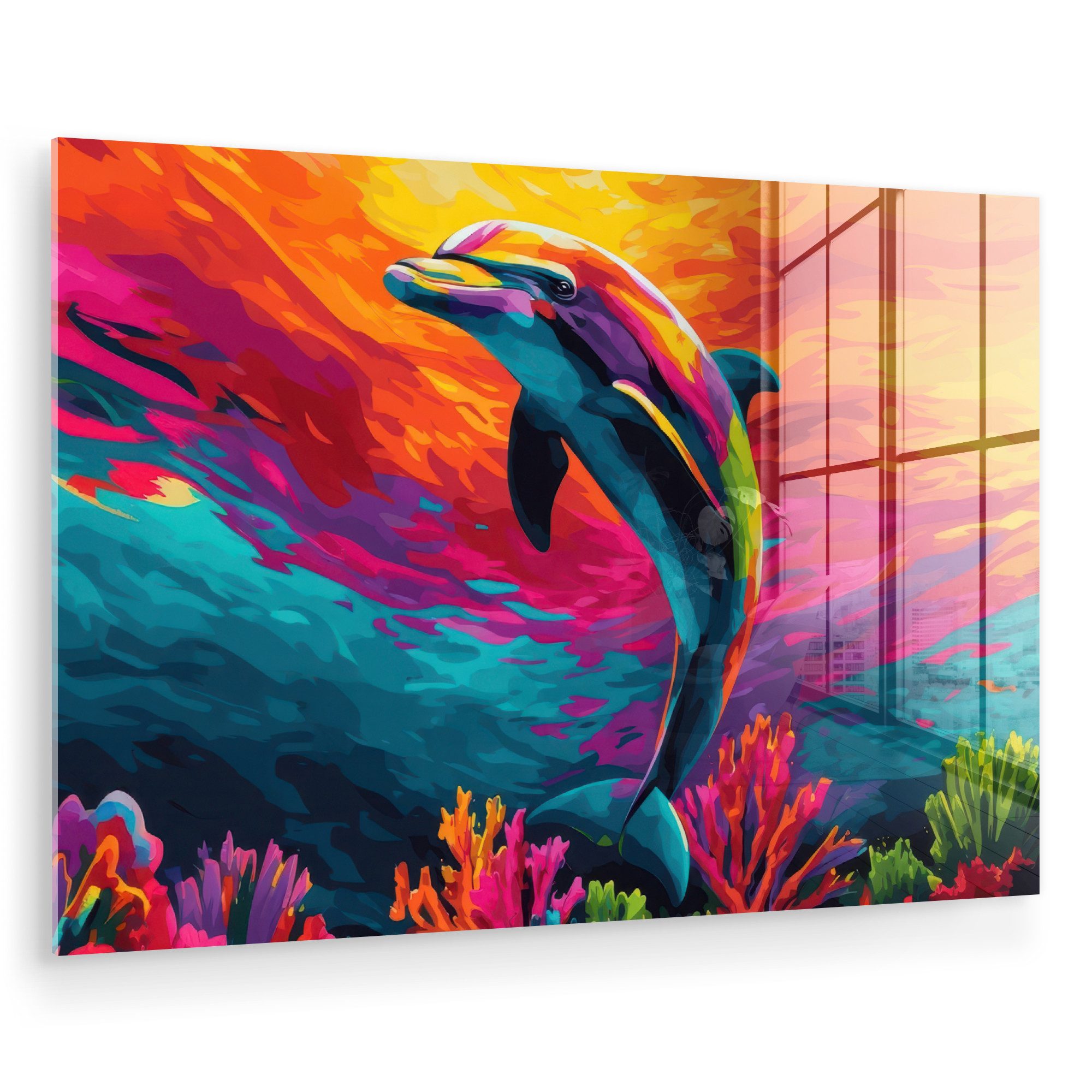 MuchoWow Acrylglasbild Delfin - Farbenfroh - günstig online kaufen