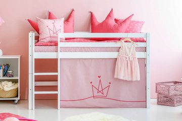 Hoppekids Hochbett ECO Dream, Kinderbett, Spielbett, Halbhohes Bett aus Massivholz inkl. Vorhang-Set Prinzessin Rosa, Bettgröße & Matratze wählbar