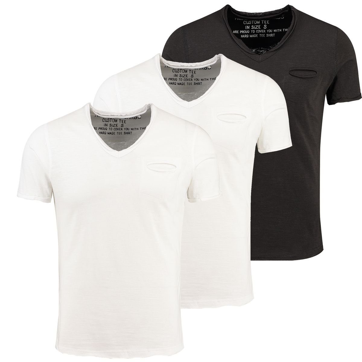 Key Largo T-Shirt Soda vintage Look uni Basic T00619 V-Ausschnitt unifarben günstig online kaufen