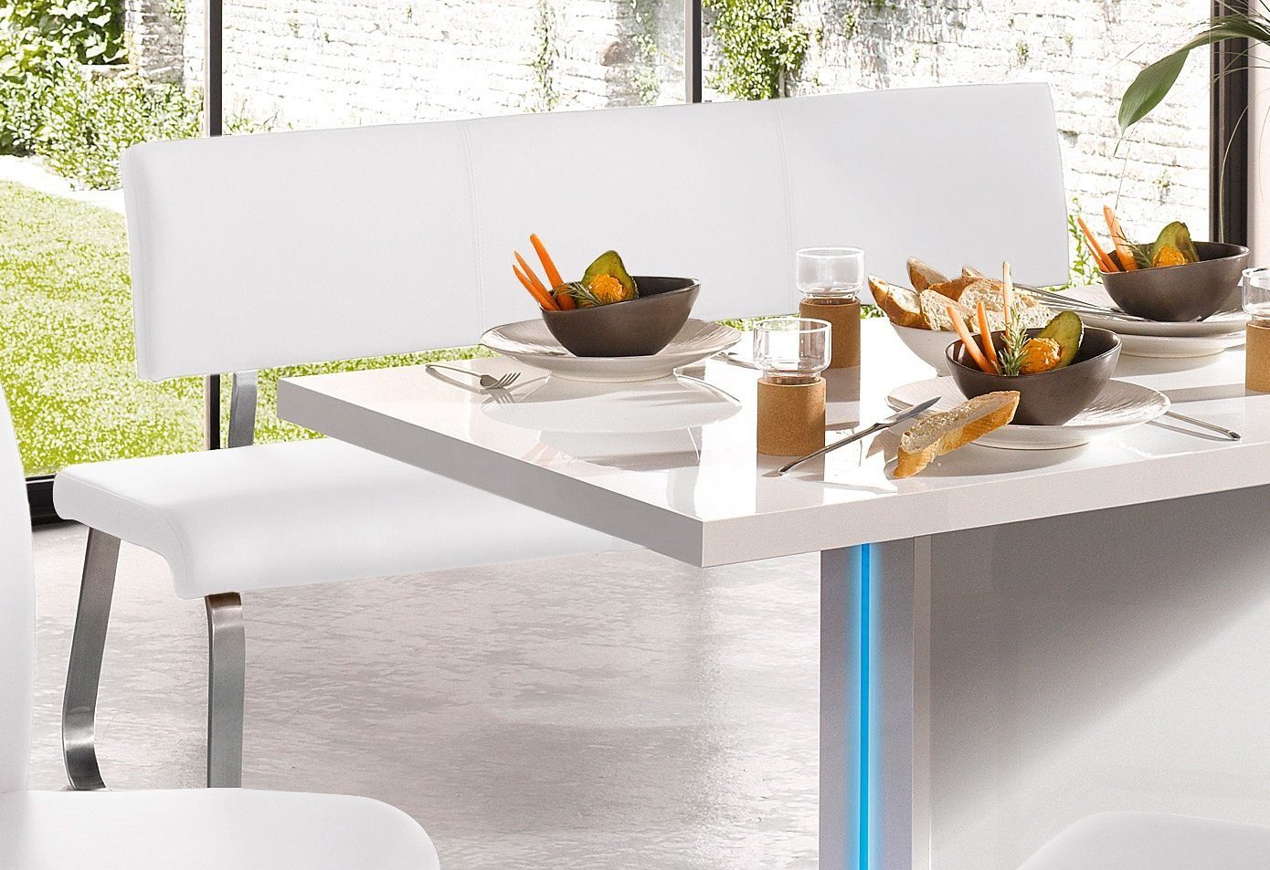 MCA furniture Polsterbank Arco, belastbar bis 280 Kg, Echtleder, in verschiedenen Breiten weiß