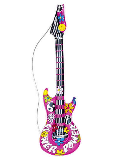 Widdmann Kostüm Aufblasbare Hippie Gitarre, Kunststoff-Accessoire zum Aufpusten