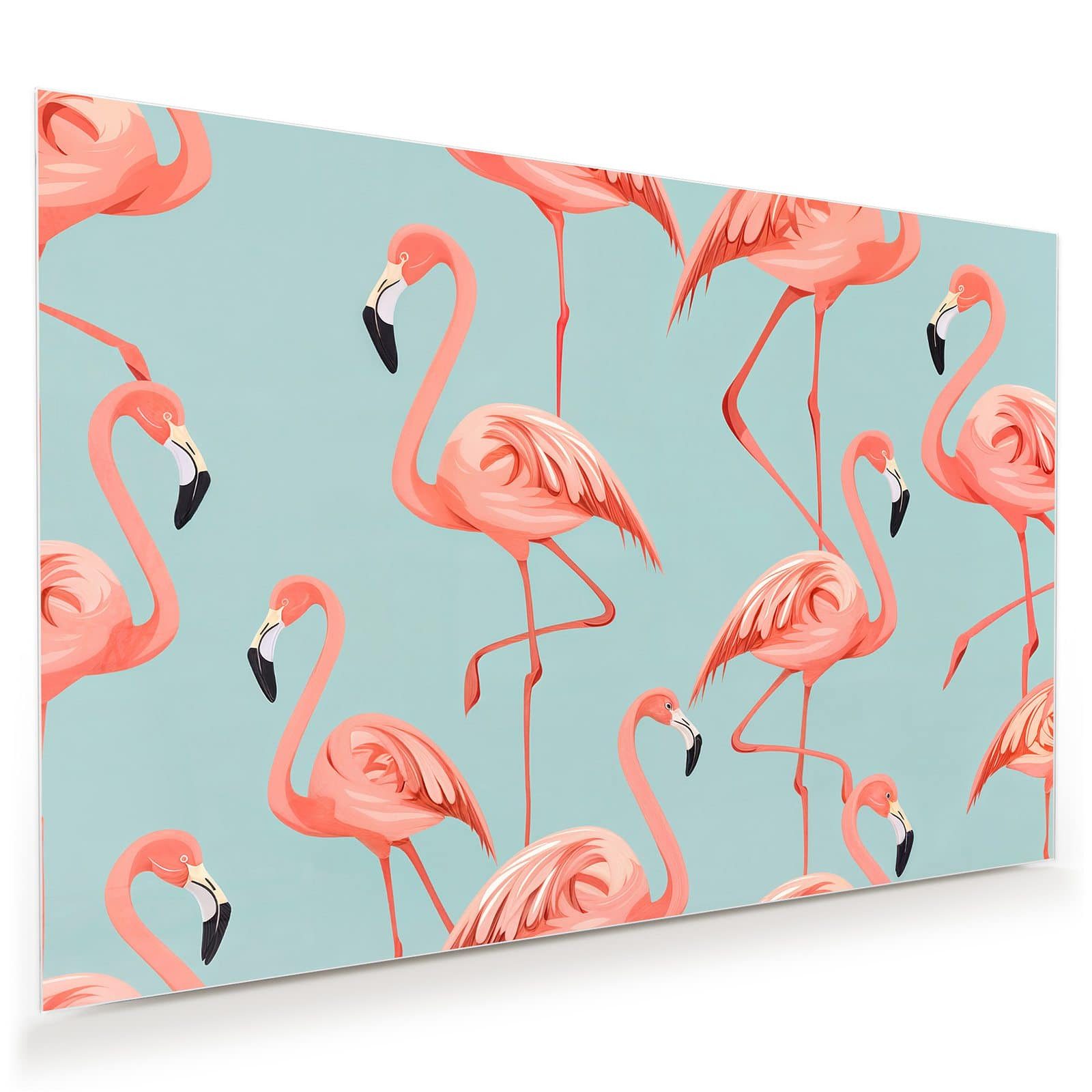 Primedeco Glasbild Wandbild Flamingo Design mit Aufhängung, Tierwelt (21 verschiedene Größen, 1 St), Elegante Aufhängung