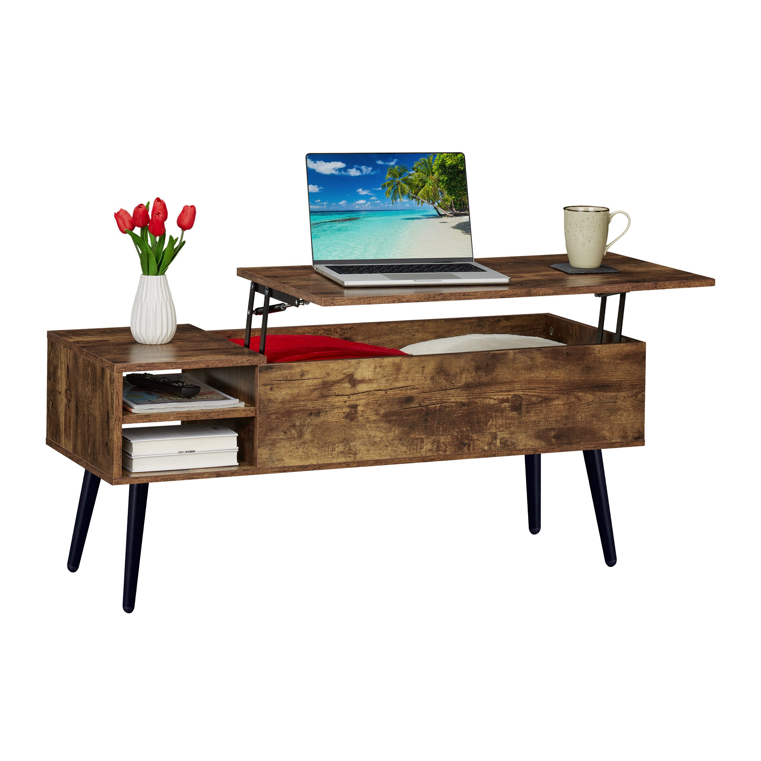 relaxdays Couchtisch mit Stauraum, Holzoptik günstig online kaufen