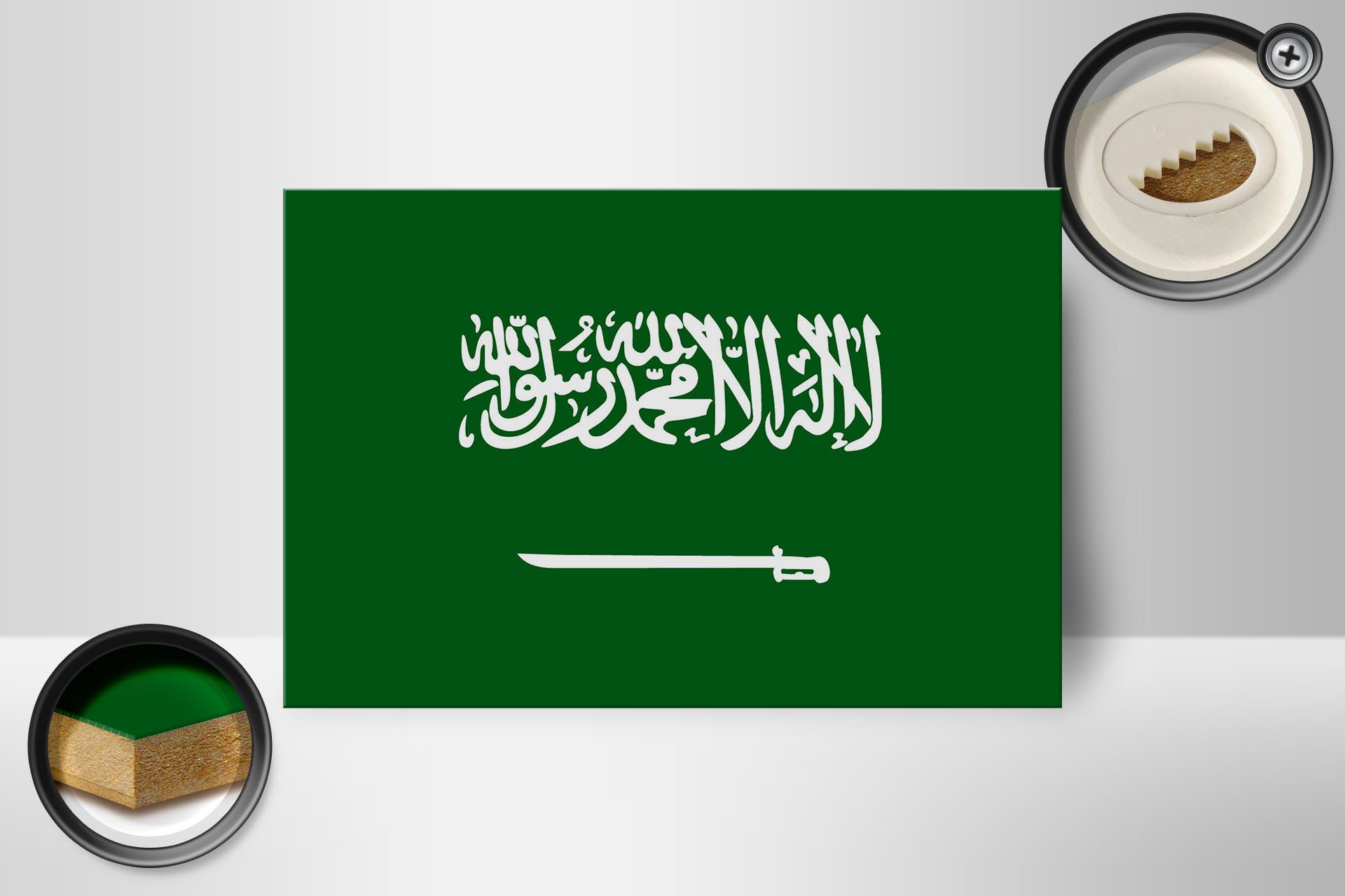 Femer GmbH Holzbild Flagge Saudi-Arabien 18x12 cm Flag Saudi Arabia, Flaggen (1 St), Glatte Holzfaserplatte (MDF), vorn beschichtet
