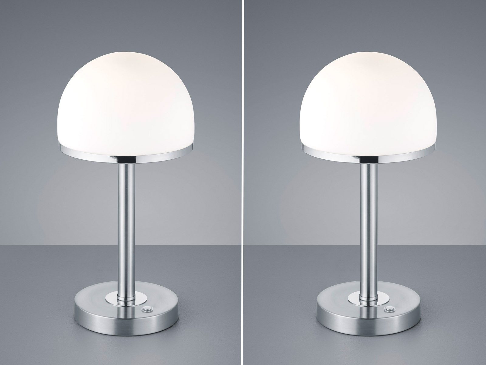 TRIO Leuchten LED Tischleuchte, Dimmfunktion, LED fest integriert, stufenweise dimmbar über Touch, Warmweiß, Nachttischlampe 2er Set Pilzlampe aus Metall Berührungsschalter H:39cm