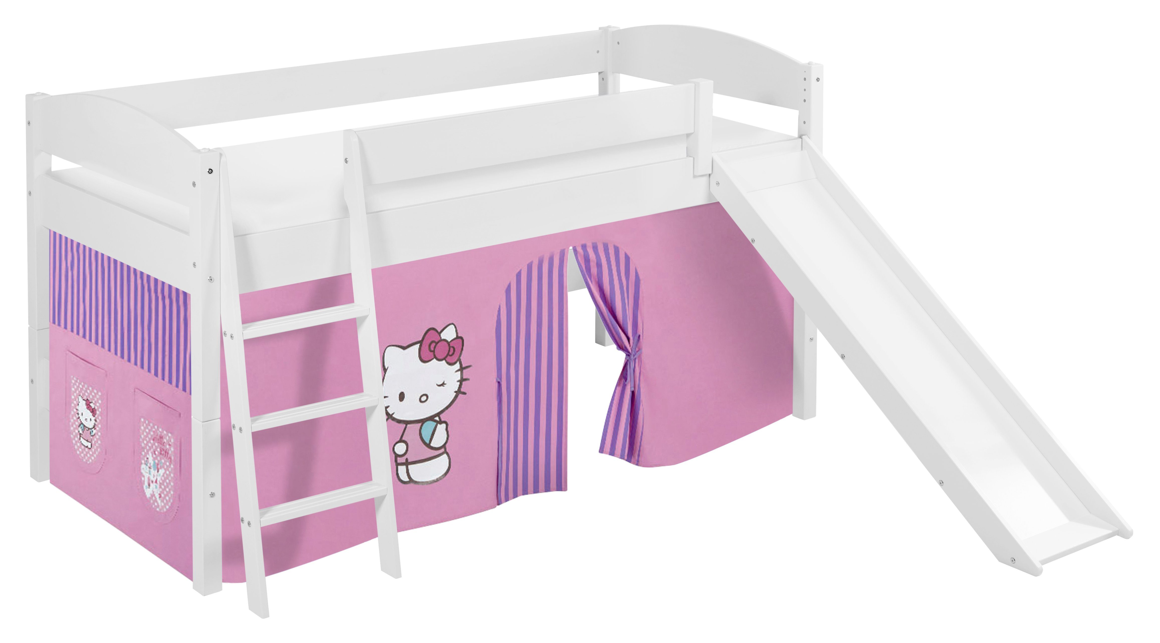Lilokids Hochbett »Spielbett IDA 4106 Hello Kitty - Teilbares  Systemhochbett LILOKIDS - weiß - mit Rutsche und Vorhang« umbaubar in  Einzelbett, Hochbett und L-Etagenbett online kaufen | OTTO