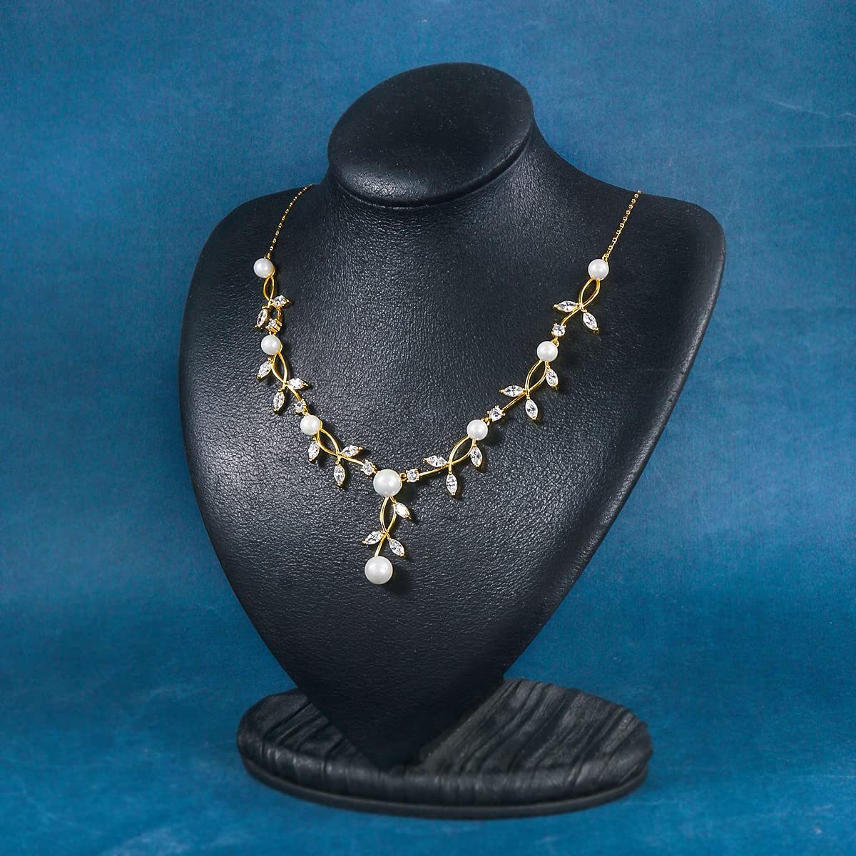 Bextsrack Schmuckset Brauthochzeits-Schmuckset, Damen Anhänger Halskette und Ohrringe, Perlen Blumen Schmuckset