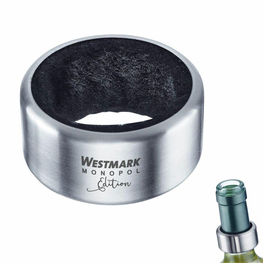 WESTMARK Flaschenverschluss 2 Tropfringe inkl. 2 Ersatzeinsätze, Monopol Edition, rostfrei, platzsparend, BPA-frei