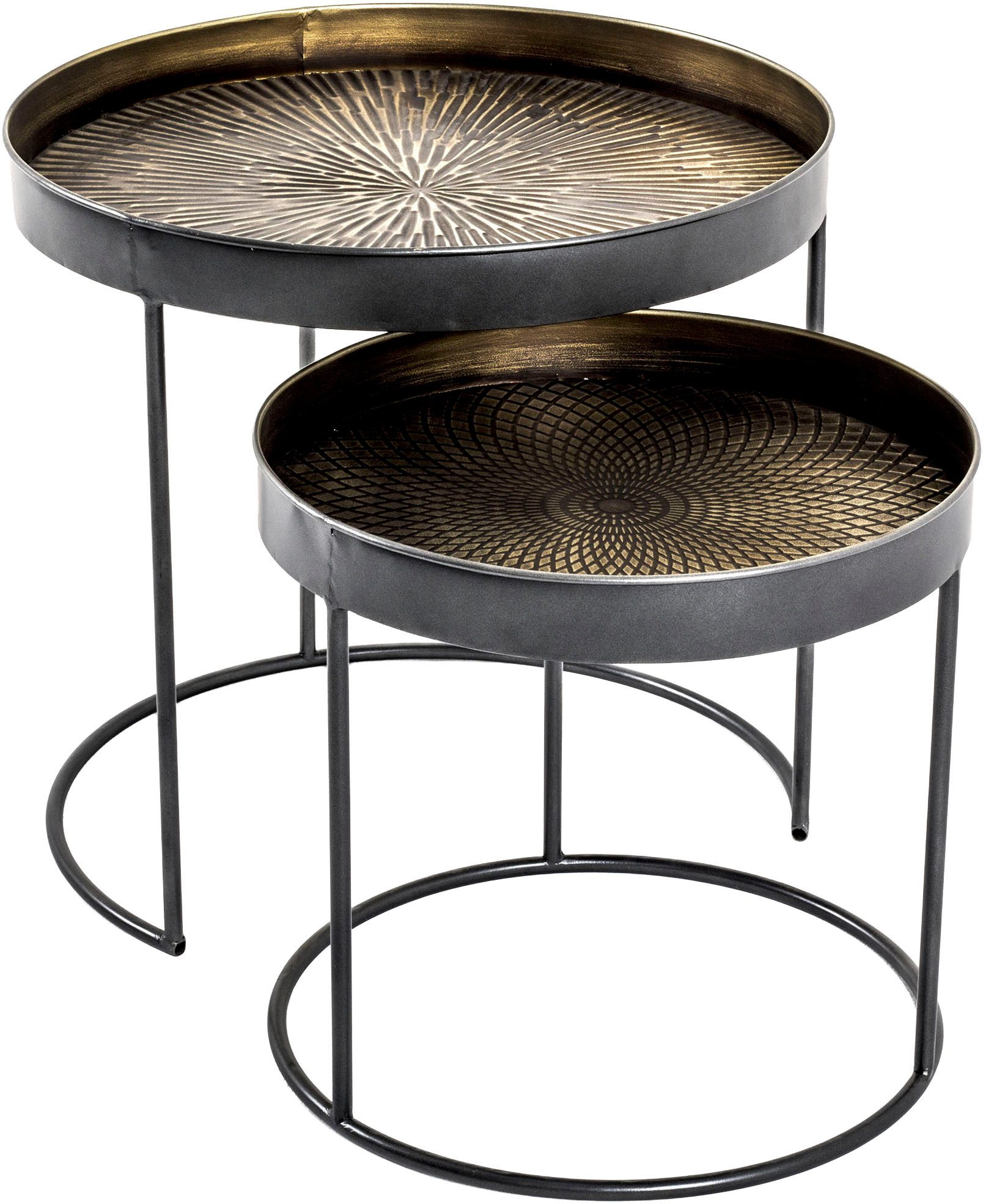 HAKU Beistelltisch Sofatisch, Wohnzimmertisch (Set, 2-St., 2er Set), rund - aus Metall Kupfer - Ø/H 41/38 und 51/48 cm