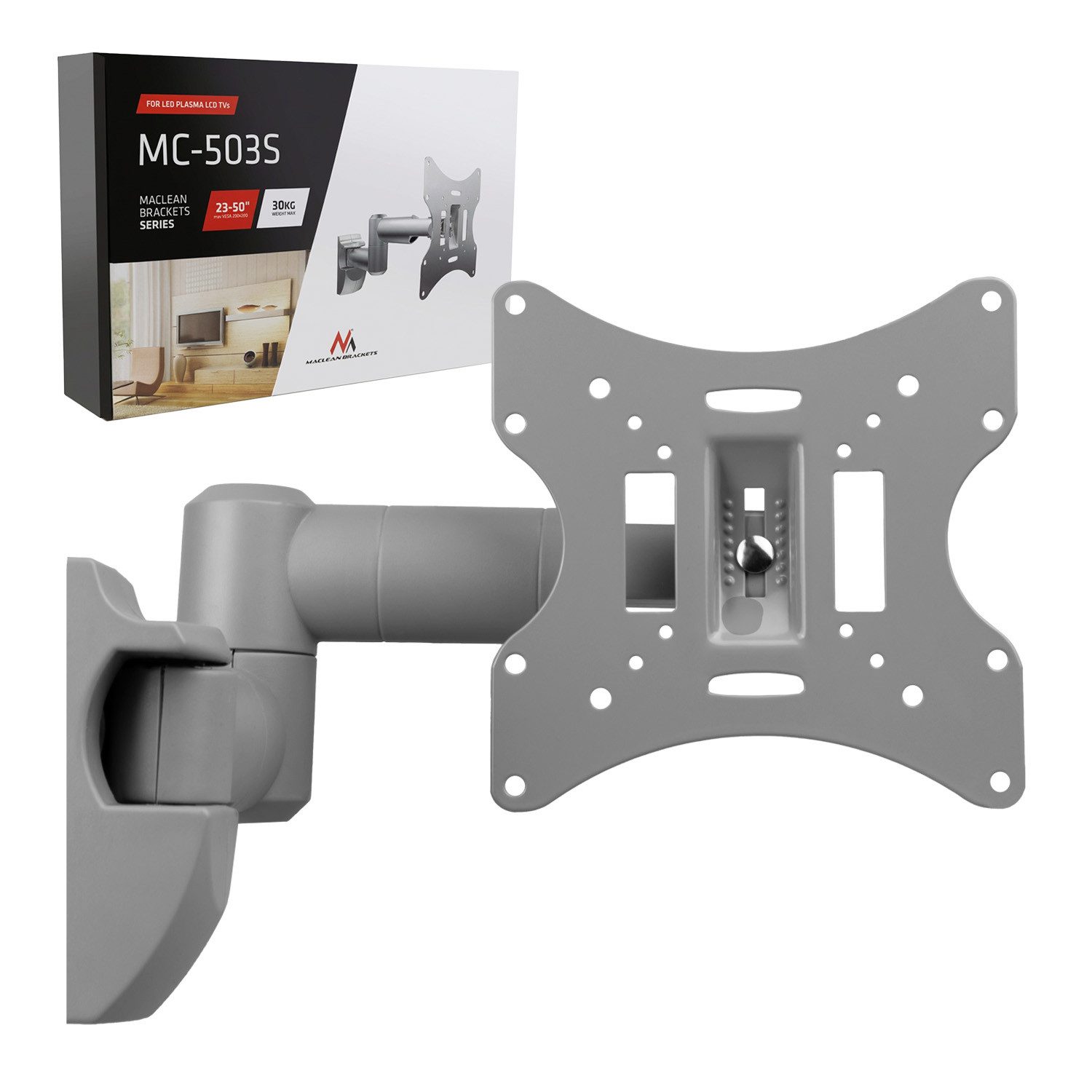Maclean TV-Wandhalterung MC-503S, (bis 50 Zoll, Schwenkarm Wandhalterung 23" - 50" Zoll)