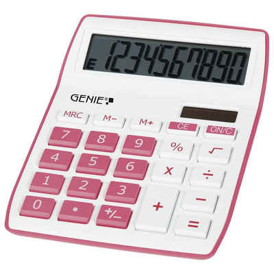 GENIE Taschenrechner »840P«, Tischrechner, Dual Power, Solar, Batterie, Bürorechner, Rechenmaschine, 10-stellig, rosa/weiß