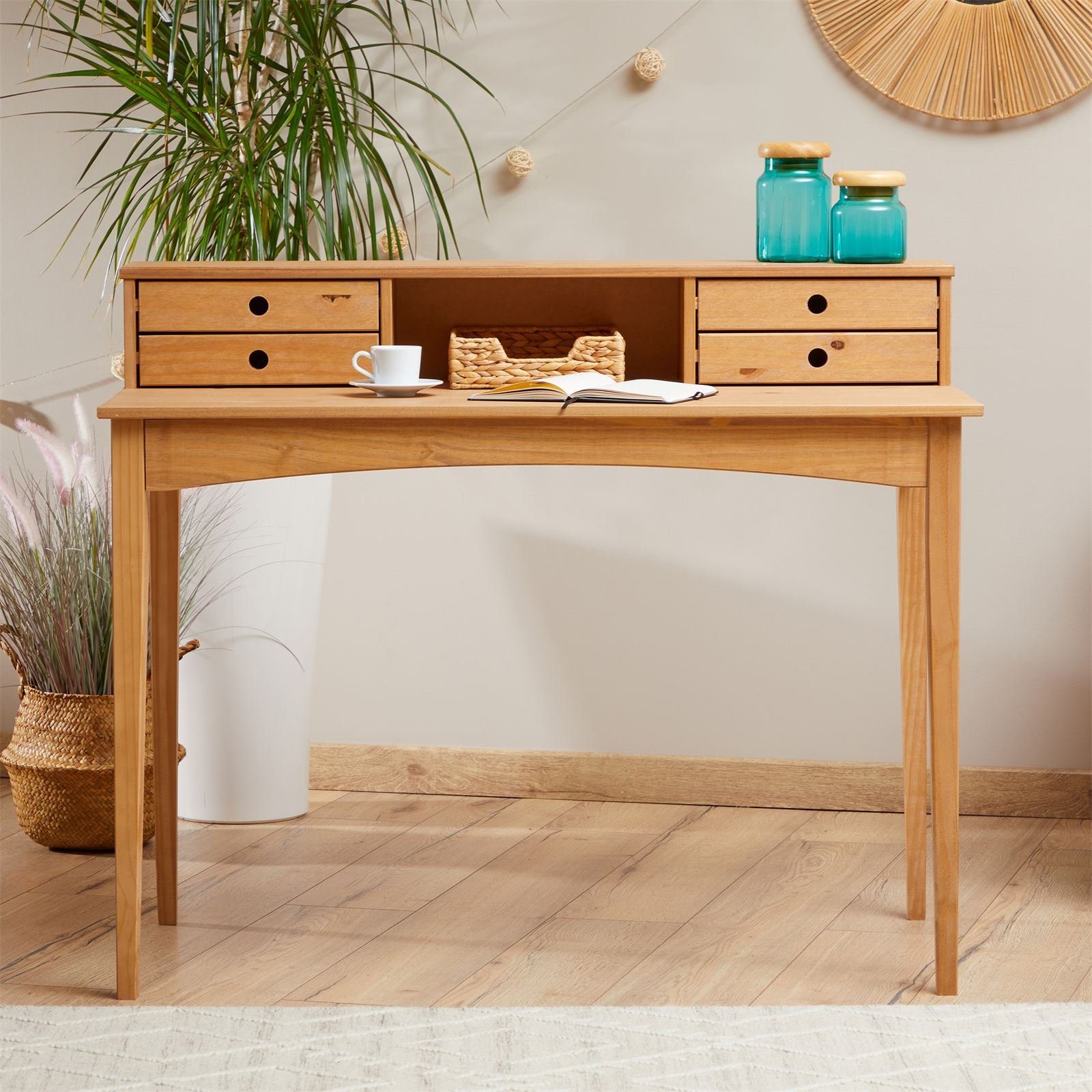 IDIMEX Schreibtisch MILANO, Home Office Tisch mit 4 Schubladen aus Massivho günstig online kaufen