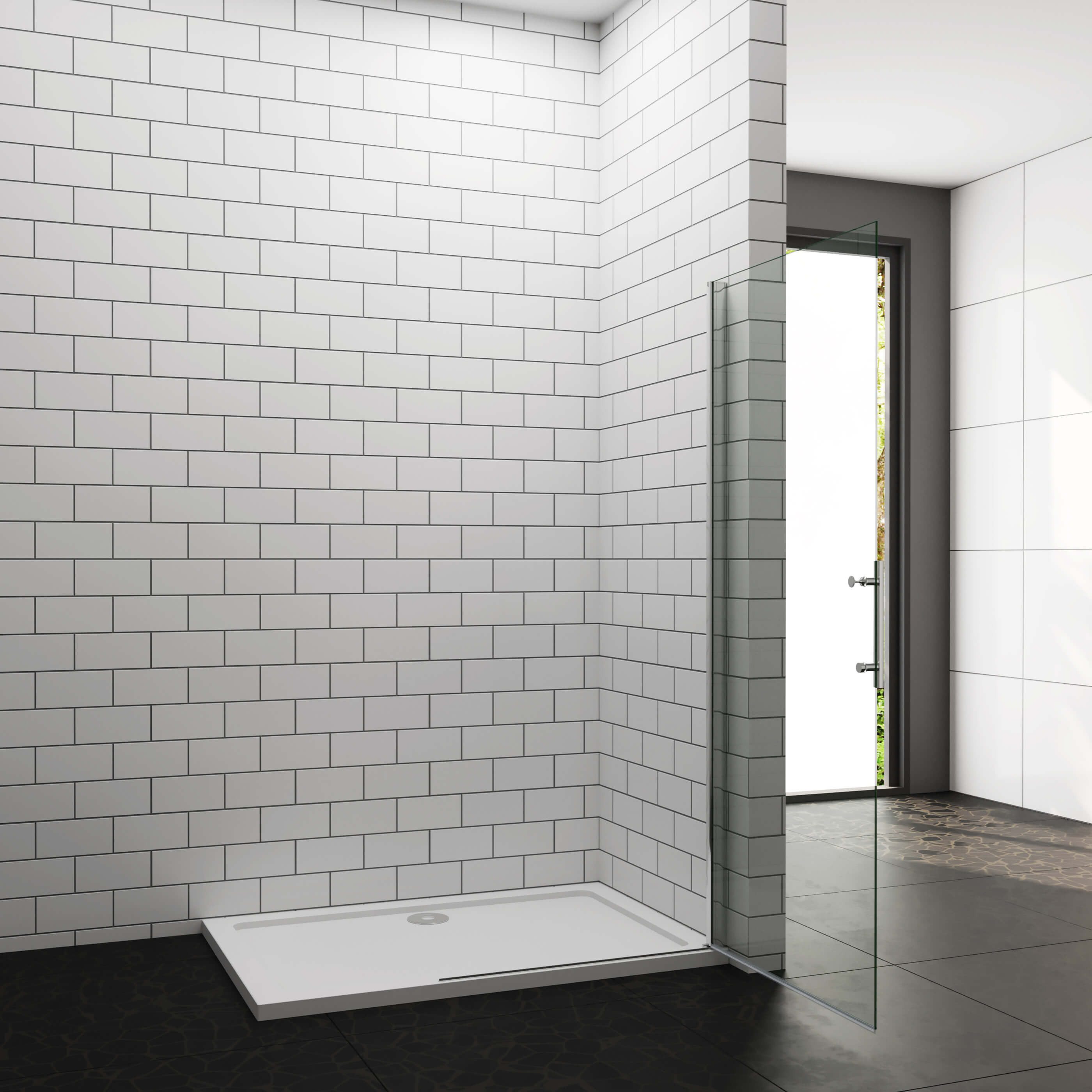 AICA Dusch-Einflügeltür Schwingtür Duschtür Eckeinstieg Duschabtrennung Dusche Duschkabine, 70x180 cm, 6mm ESG klares Sicherheitsglas, (links und rechts montierbar) mit Antikalk- Versiegelung,ebenerdiger Einbau möglich