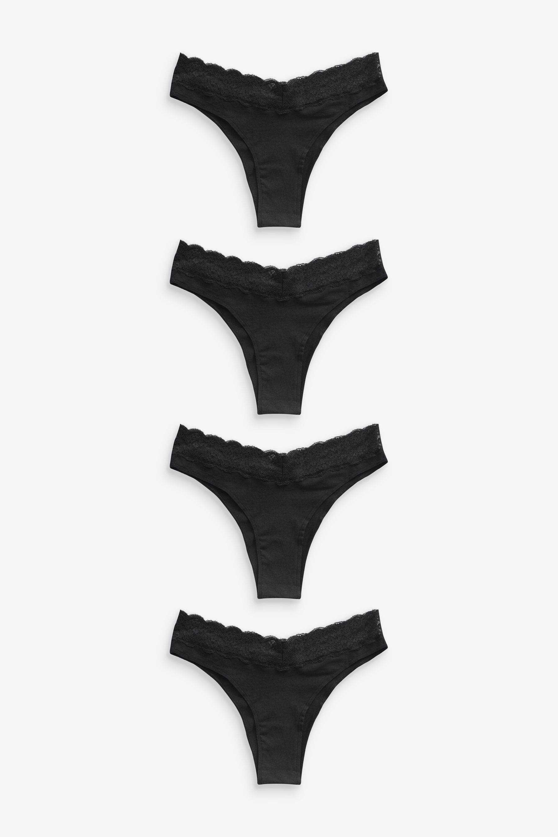 Slip 4er-Pack Jazzpants aus Baumwollmischung mit Spitze