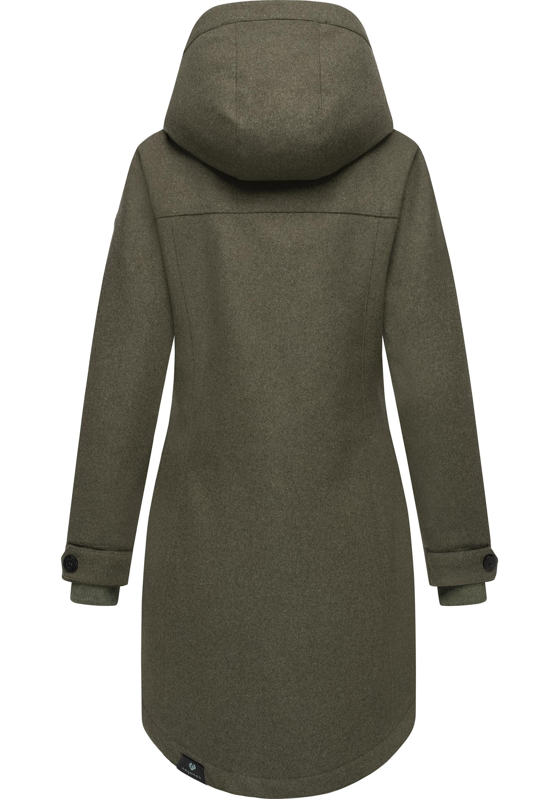 Ragwear Wintermantel Jannisa Coat Klassischer Damen Kurzmantel mit Kapuze