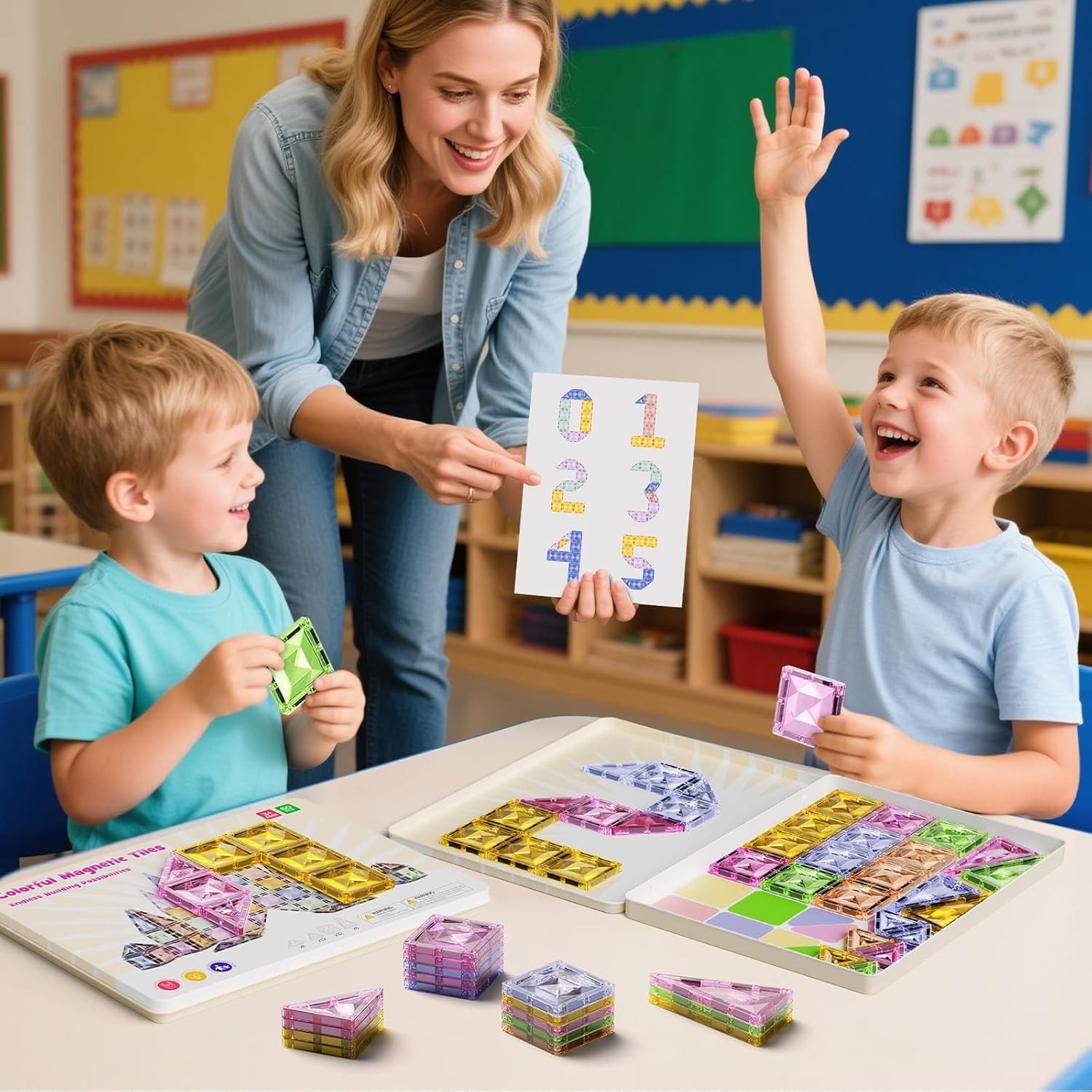 Luckice Magnetische Bausteine – Kreativ-, Lern- und Steckspiel für Kinder Magnetspielbausteine, (Set, 78 St., Magnetbausteine für Kinder ab 3 Jahren, 60 Teile m – Bild 4 von 5