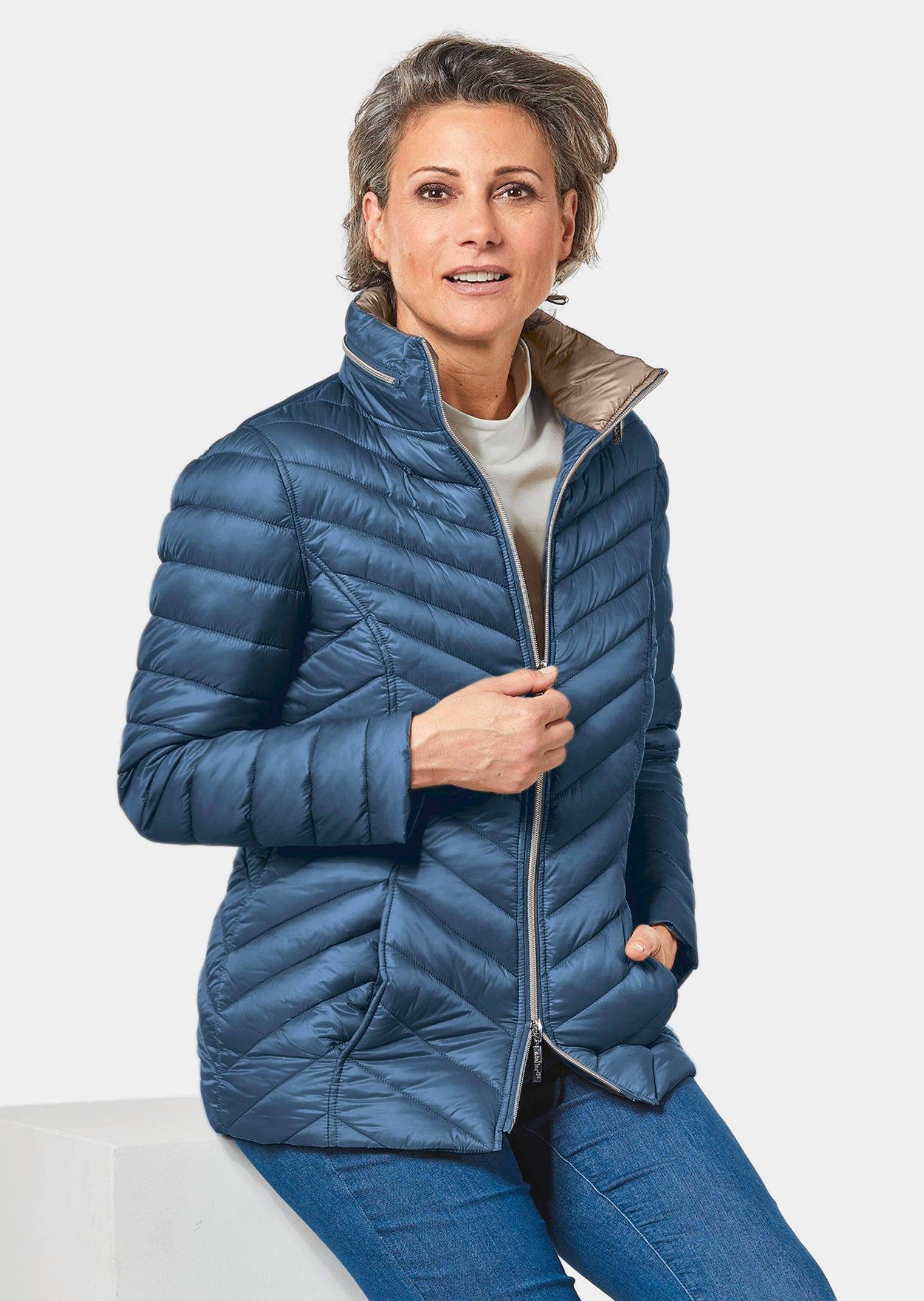 GOLDNER Steppjacke Kurzgröße: schieferblau / cappuccino