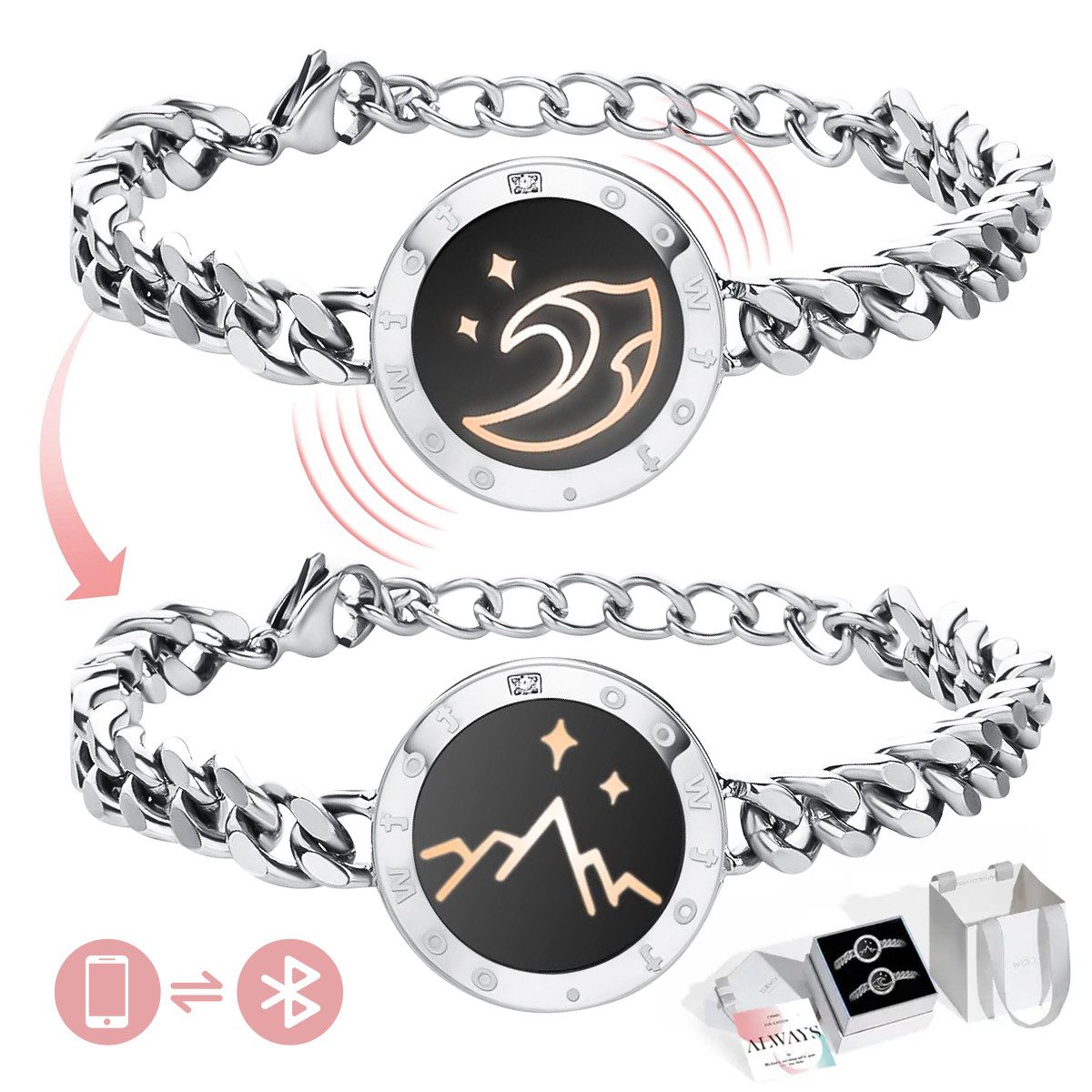 MOPUEA Bettelarmband Bettelarmbänder Intelligentes Sensorarmband Armband Paararmbänder (2-tlg)