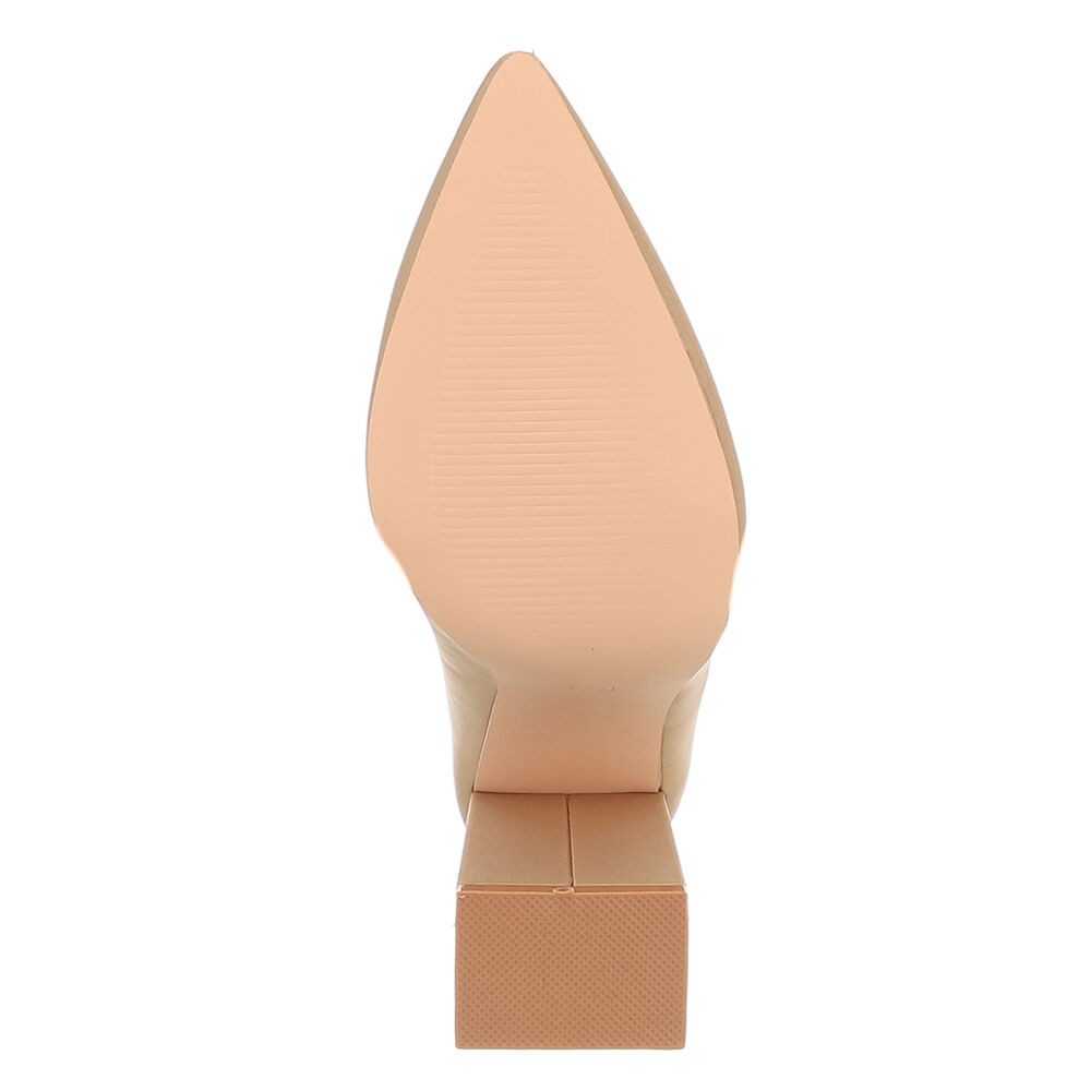 Ital-Design Elegante Blockabsatz-Stiefeletten für Damen, komfortabel und stylish High-Heel-Stiefelette (89929934) Blockabsatz Stiefeletten in Beige
