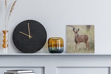 OneMillionCanvasses® Leinwandbild Hirsche - Gras - Punkte, (1 St), Leinwand Bilder für Wohnzimmer Schlafzimmer