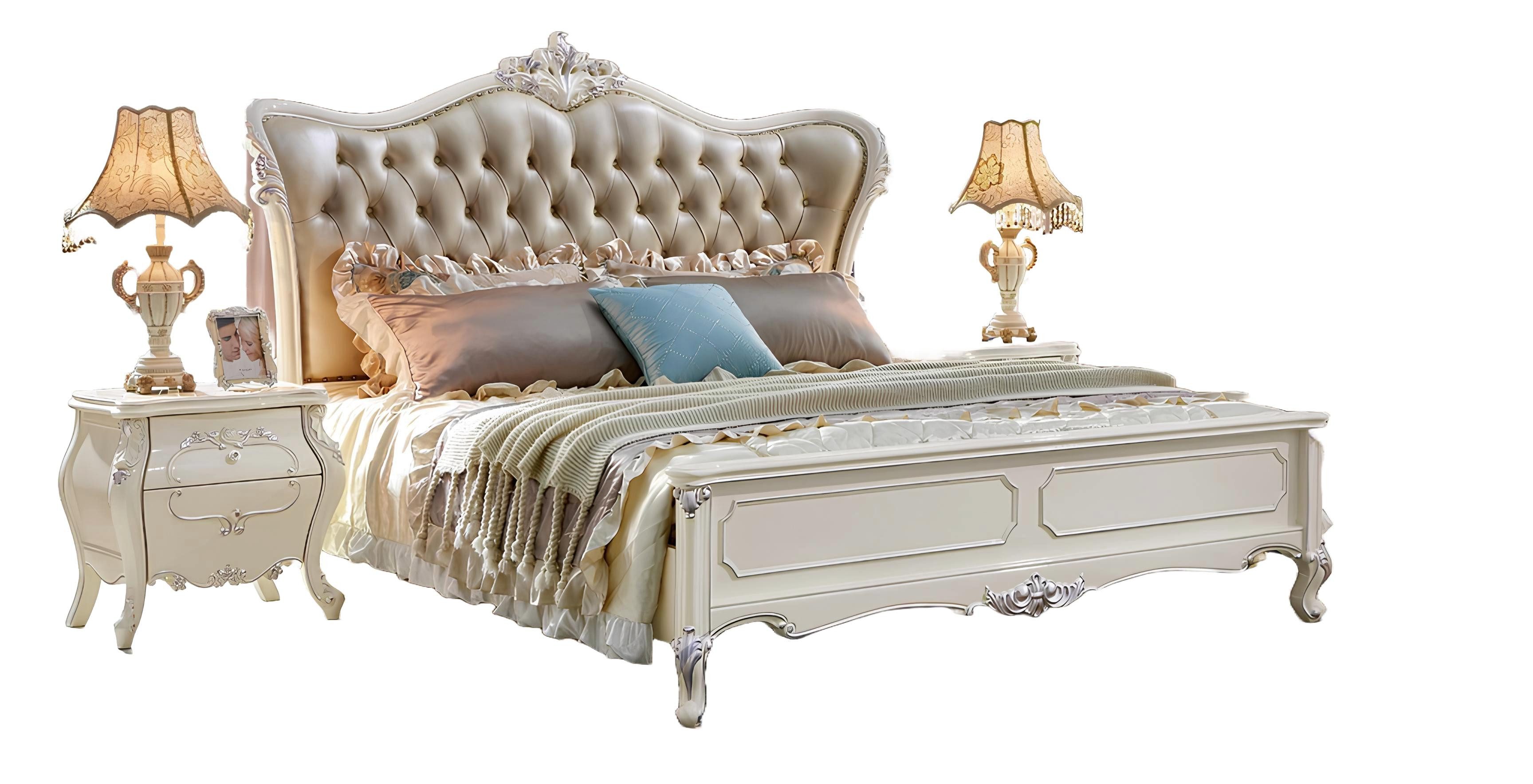 Xlmoebel Bett Luxuriöses Chesterfield-Bett aus echtem Holz im königlichen Design (Bett), Hergestellt in Europa