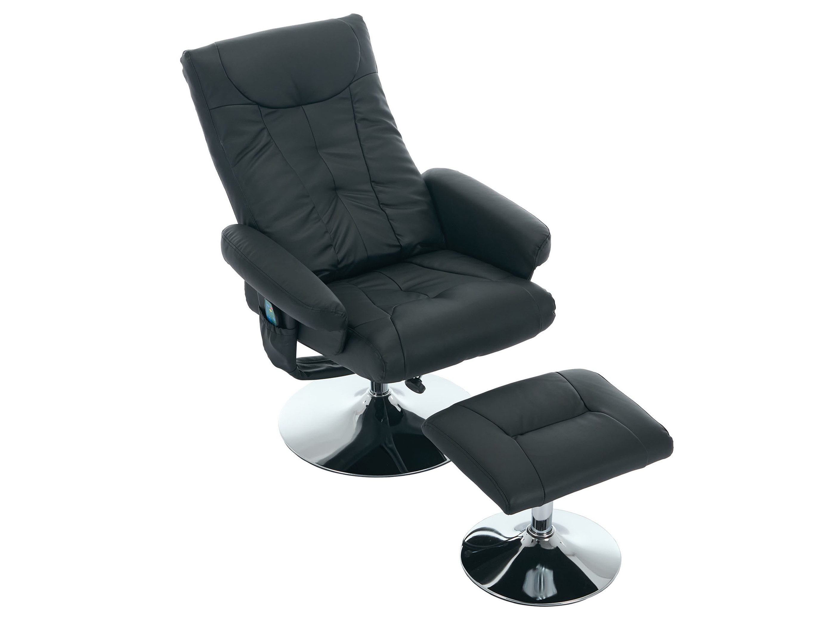 SeedWave Loungesessel mit Hocker, 360° Drehbarer PU Relaxsessel mit Massage, Sitzheizung (bestehend aus Sessel und Hocker), Die Neigung der Rücklehne bis zu 140°, Seitentasche, Kopfstütze