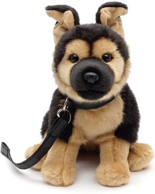 Uni-Toys Kuscheltier Dt. Schäferhund m. Leine - 24 cm (Höhe) - Plüsch-Hund - Plüschtier, zu 100 % recyceltes Füllmaterial