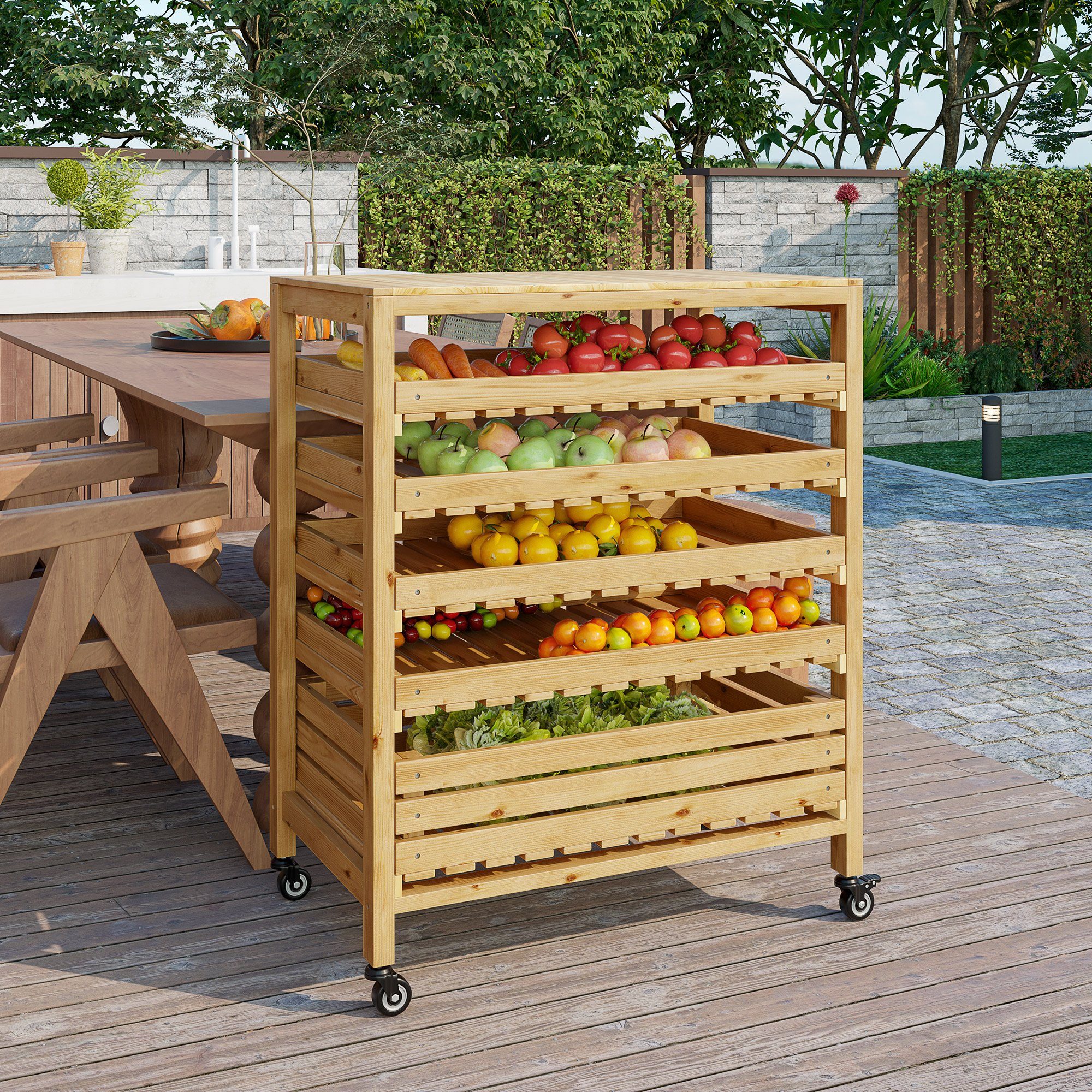 Outsunny Servierwagen Gemüseregal mit 5 Regalen, günstig online kaufen