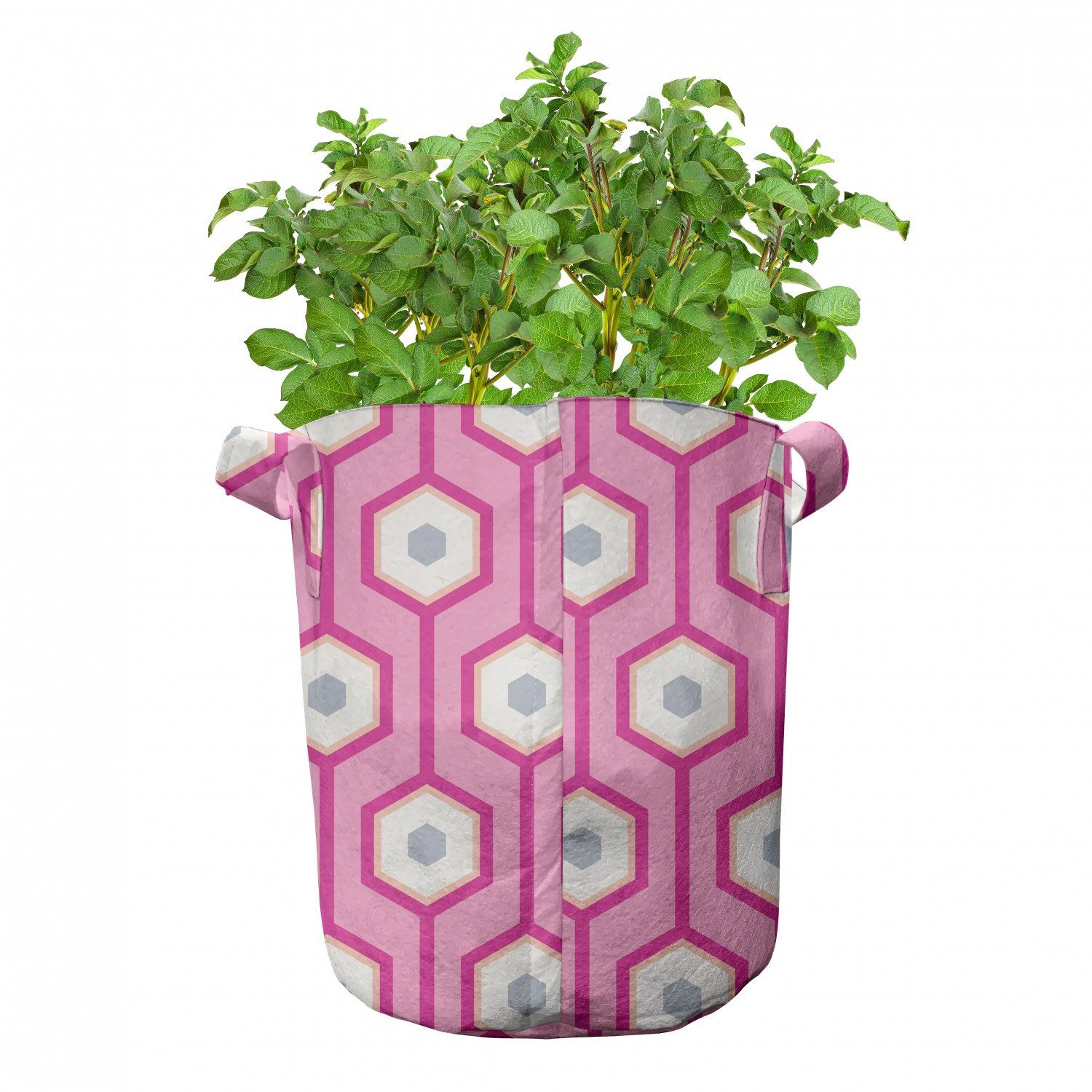 Griffen Vertikal hochleistungsfähig Rosa für Stofftöpfe Pflanzen, Pflanzkübel mit Dots Abakuhaus Hexagons