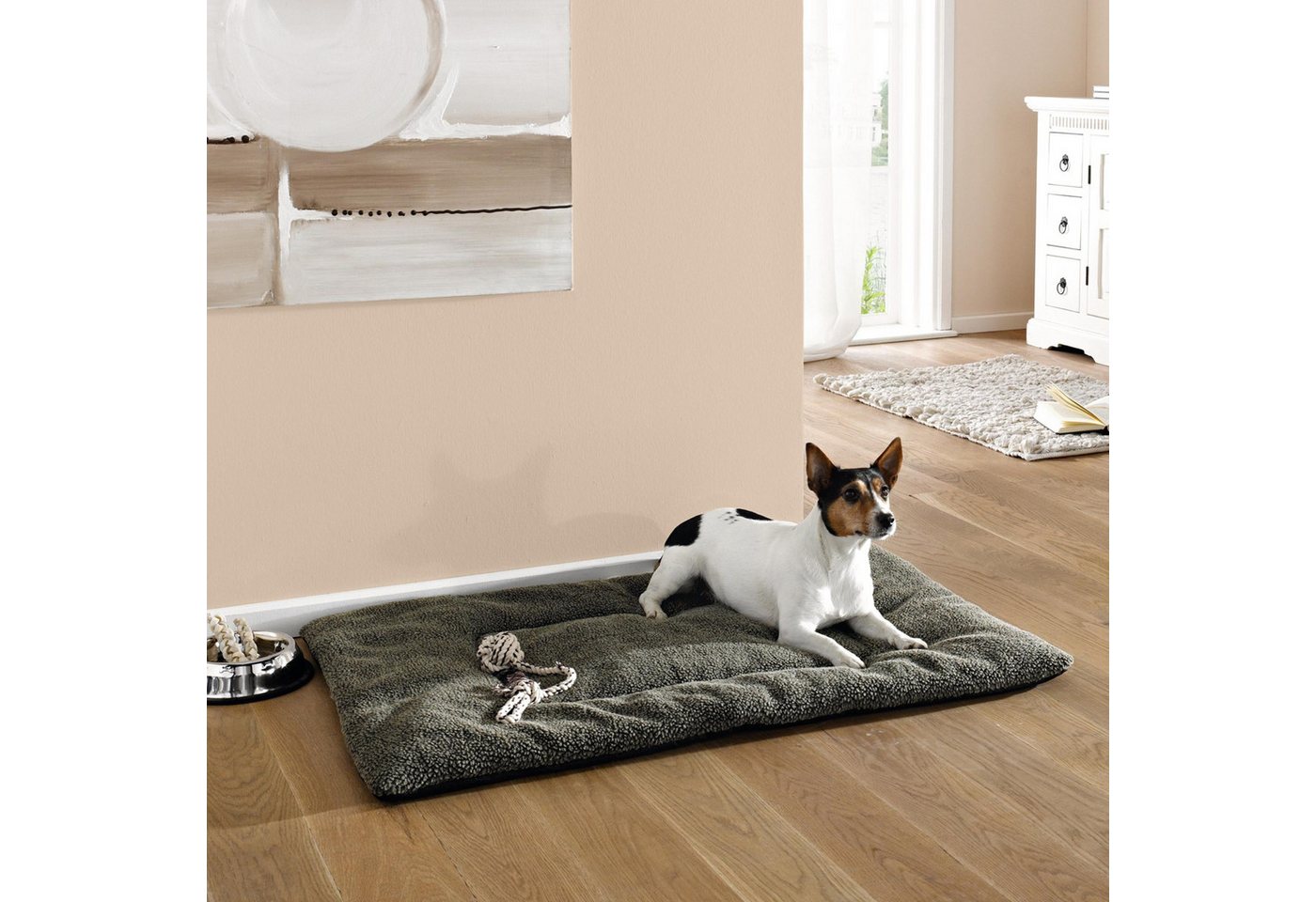 Thumbnail - Frank Flechtwaren Tierdecke Tier Liegedecke Teddy 104x71cm braun – Hundedecke
