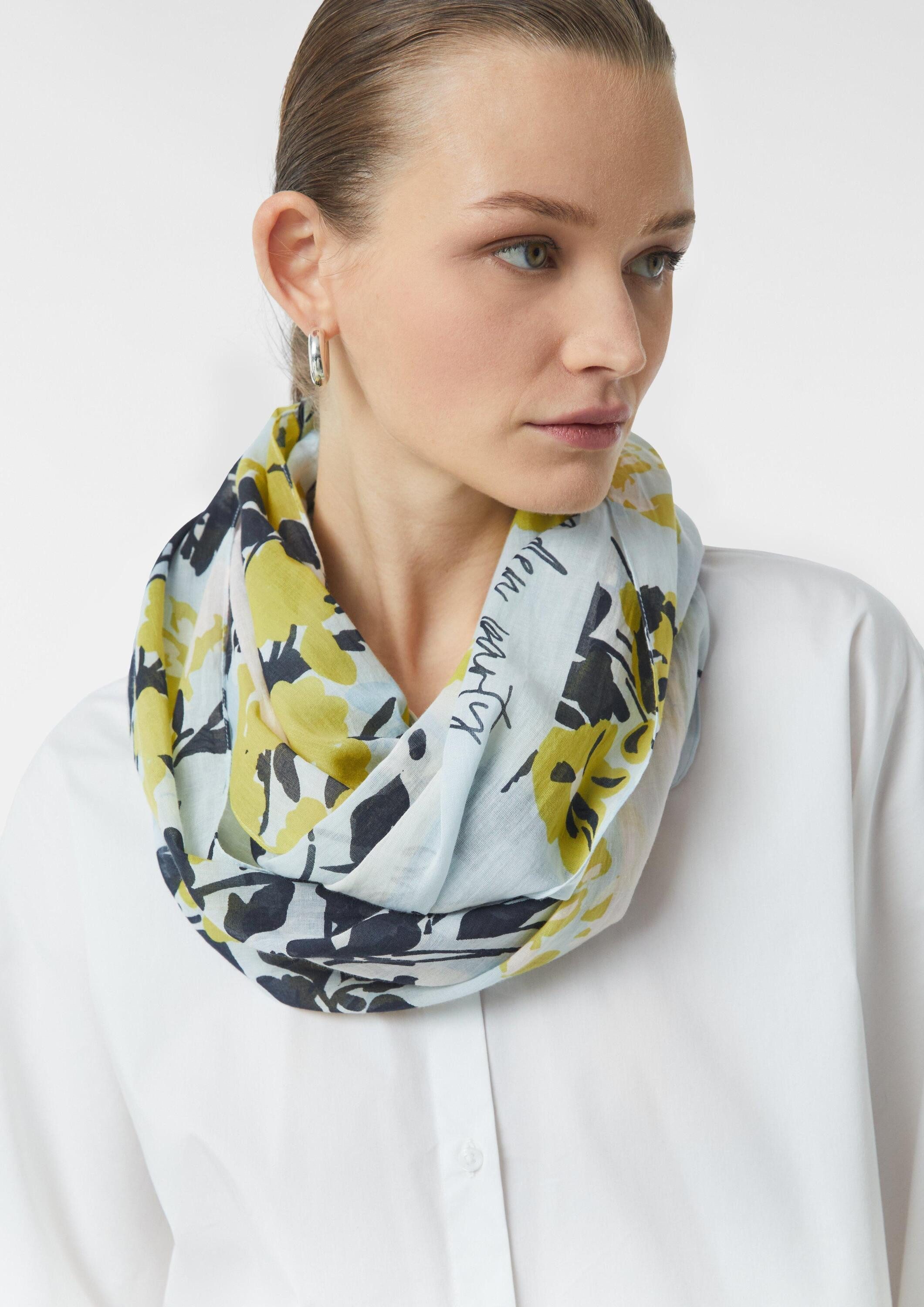comma Loop Tuch, Floral gemusterter Loop-Schal aus Baumwolle