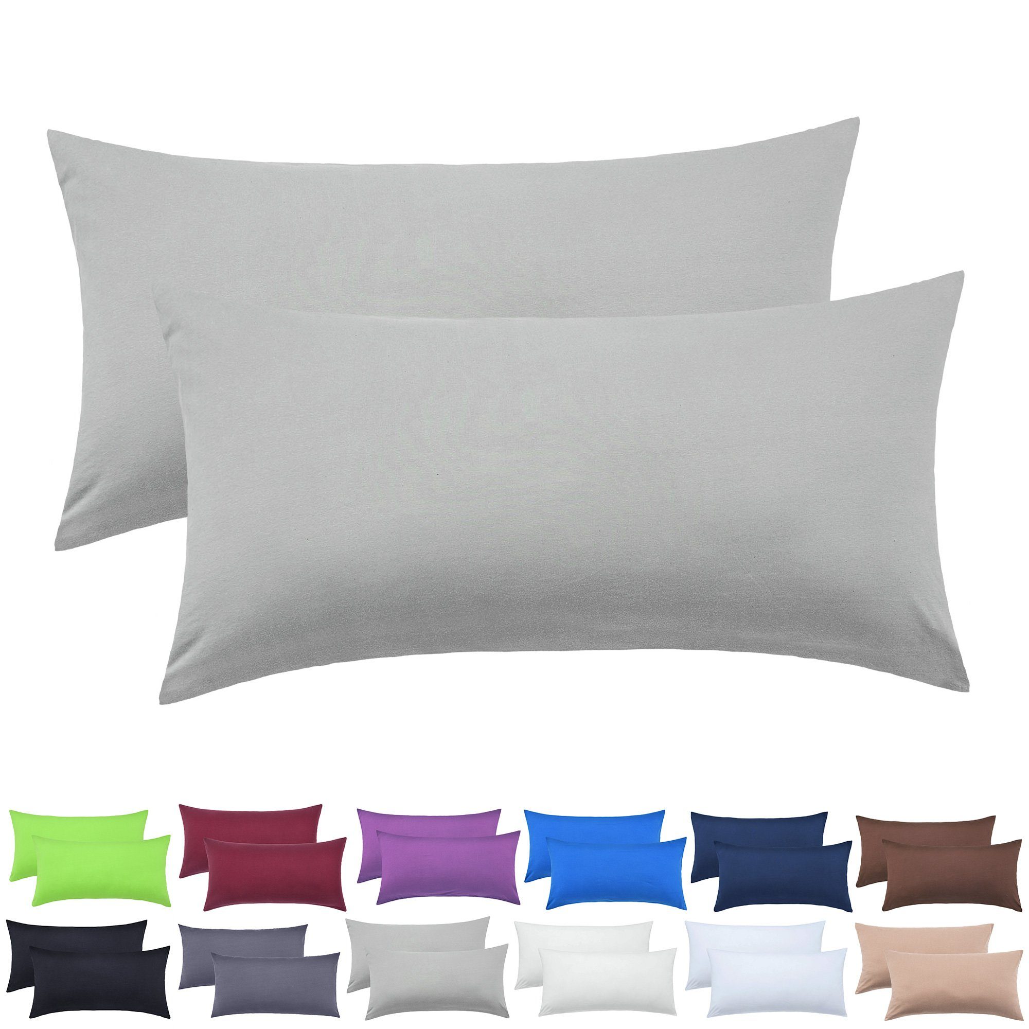 NatureMark Подушкиbezüge 2er Pack Jersey Подушкиbezug Подушкиhülle, (2 Stück), Подушкиhülle in vielen Größen und Farben (40 x 60 cm, Silber grau)