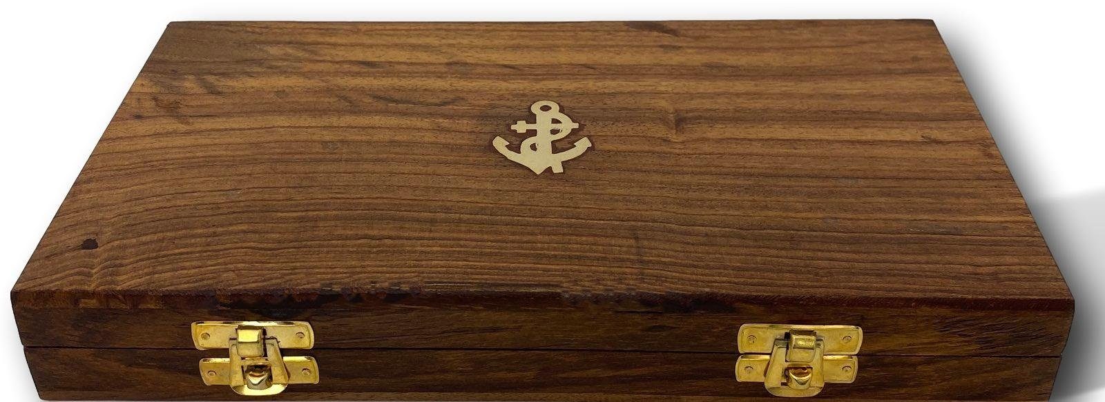Aubaho Dekoobjekt Antik-Stil Lupe Nautik Geschenkset Holzbox Maritim Brieföffner