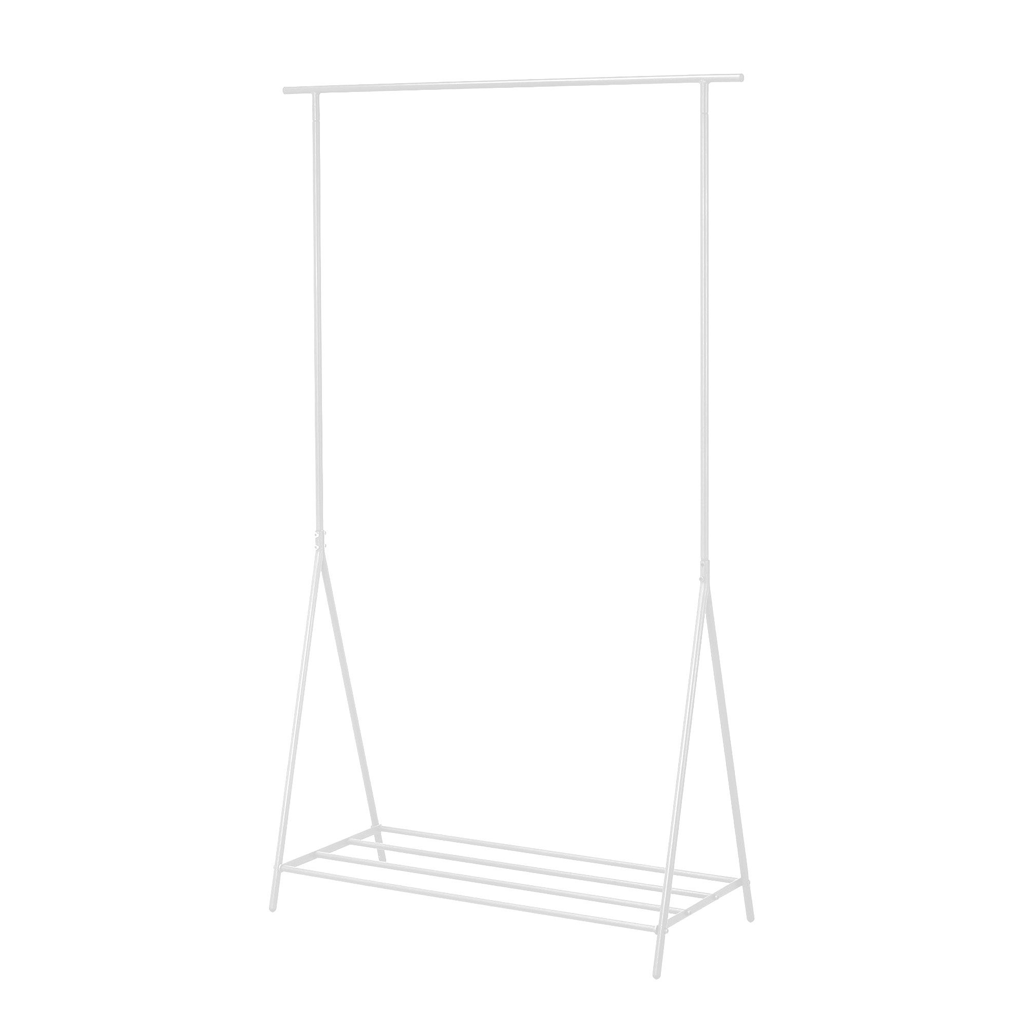 HomeGuru Kleiderständer Kleiderständer Weiß 100x40x160cm, Metall mit Schuhablage, bis 20kg