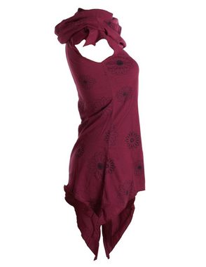 Vishes Tunikakleid Bedruckte Tunika aus Baumwolle mit Kragenkapuze alternative Bekleidung, Goa, Boho, Elfen
