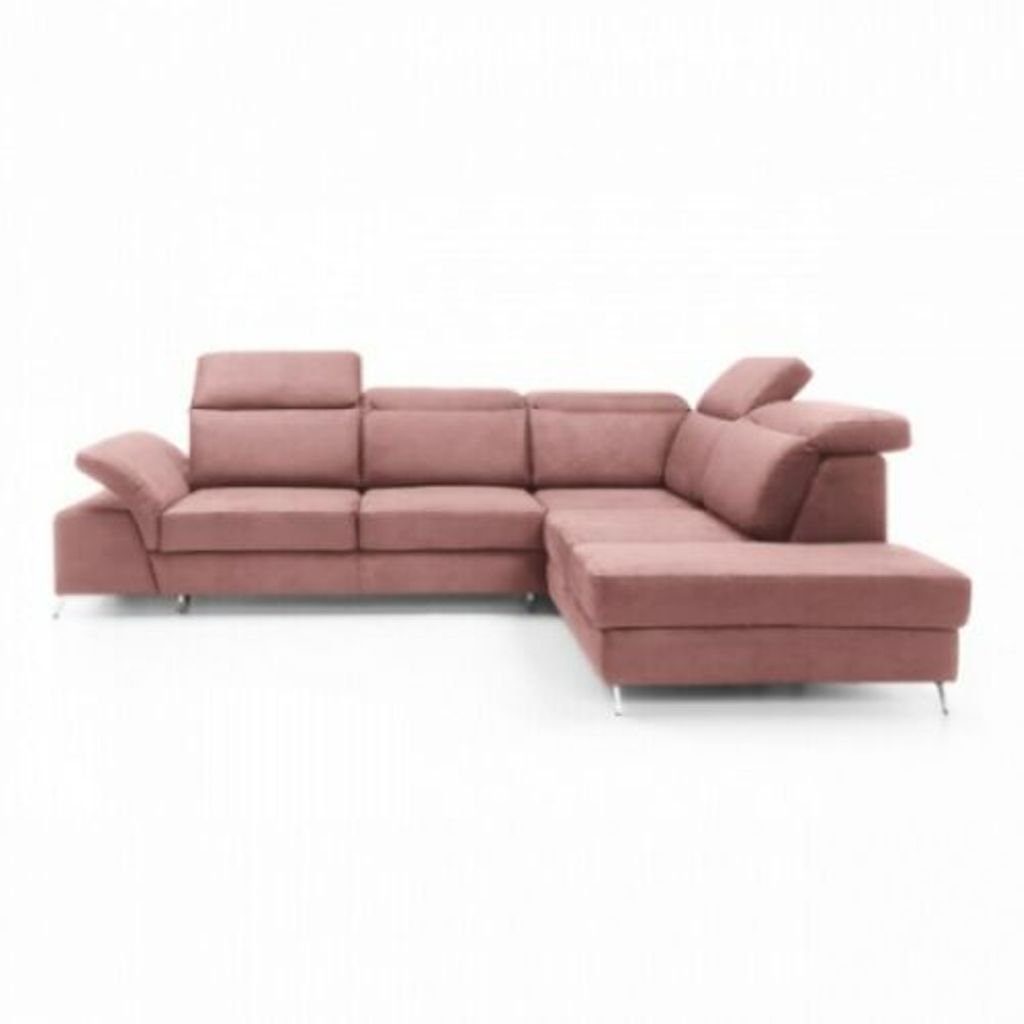JVmoebel Ecksofa Design Couch Sofa Rosa Wohnzimmer Mit Ecksofa Stoff, Polster Textl Schlafsofa Bettfunktion