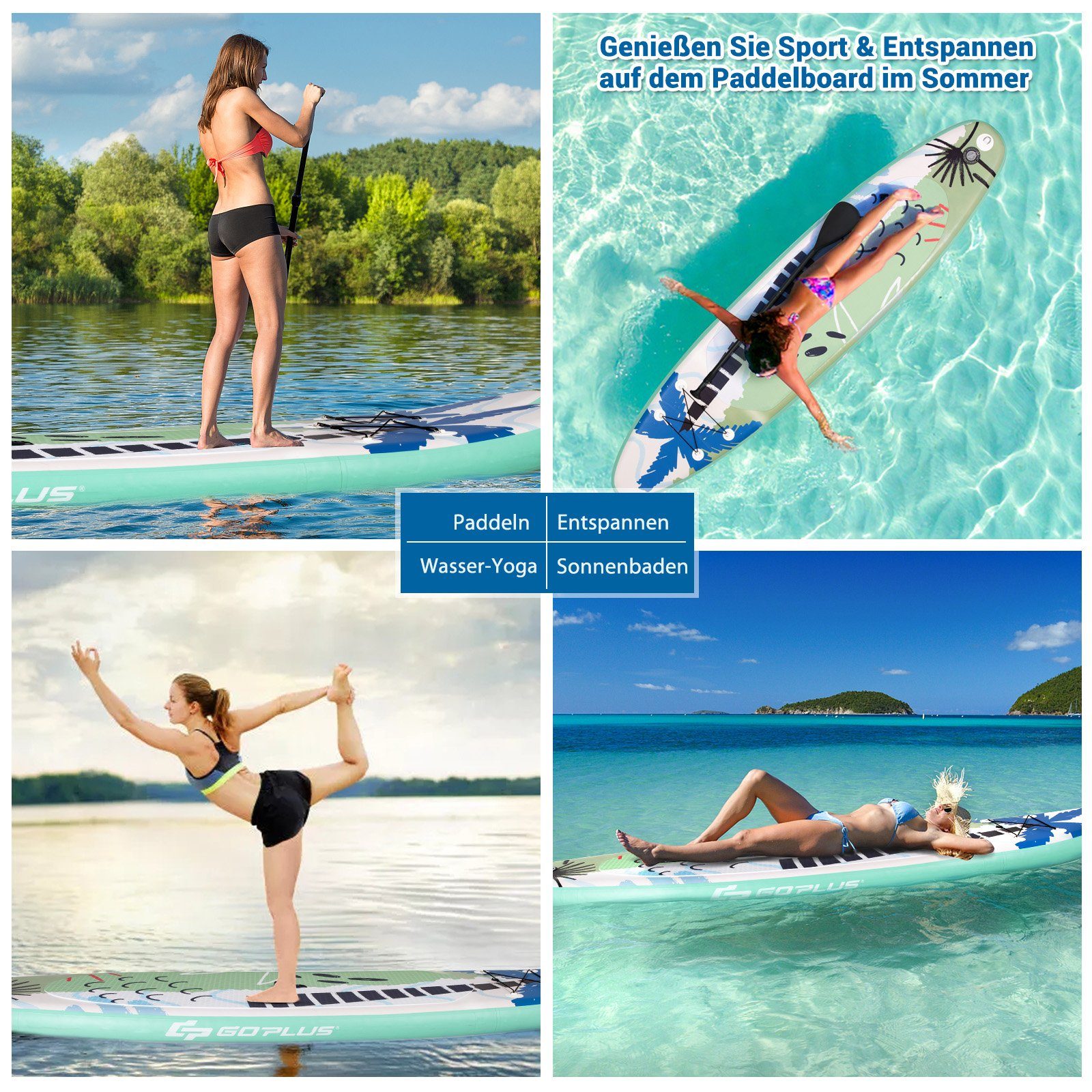 Pumpe Board, Stand Paddling mit Up COSTWAY Paddel SUP-Board &