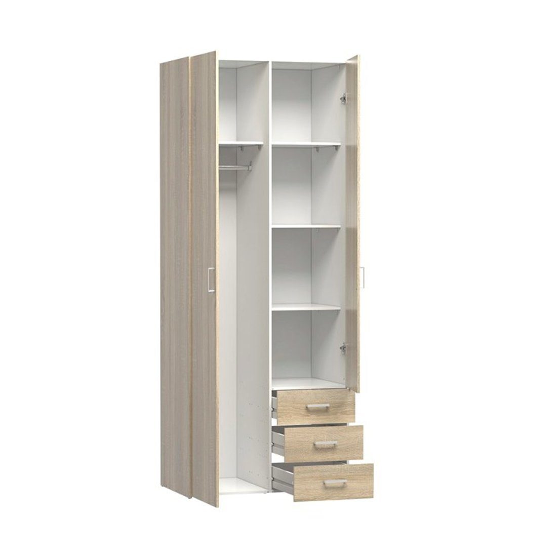 2 Kleiderschrank eiche ebuy24 Türen, Schubladen (1-St) Spell S 3 Kleiderschrank