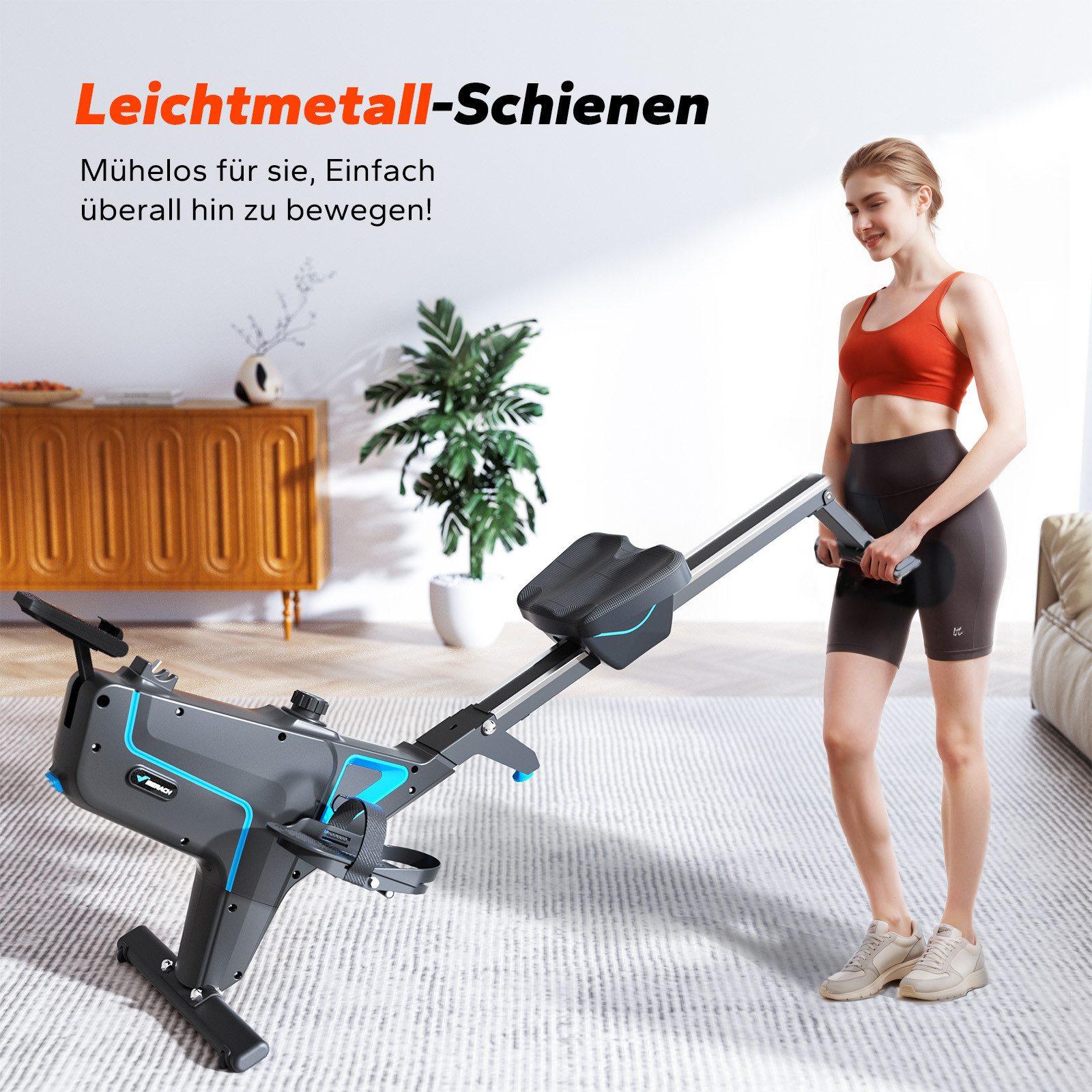 MERACH Rudergerät für Zuhause Klappbar, 16 Widerstandsstufen Rudermaschine (mit LCD-Display, leises Magnetbremssystem, Gepolsterter Sitz, mit Exklusiver Interak – Bild 5 von 5