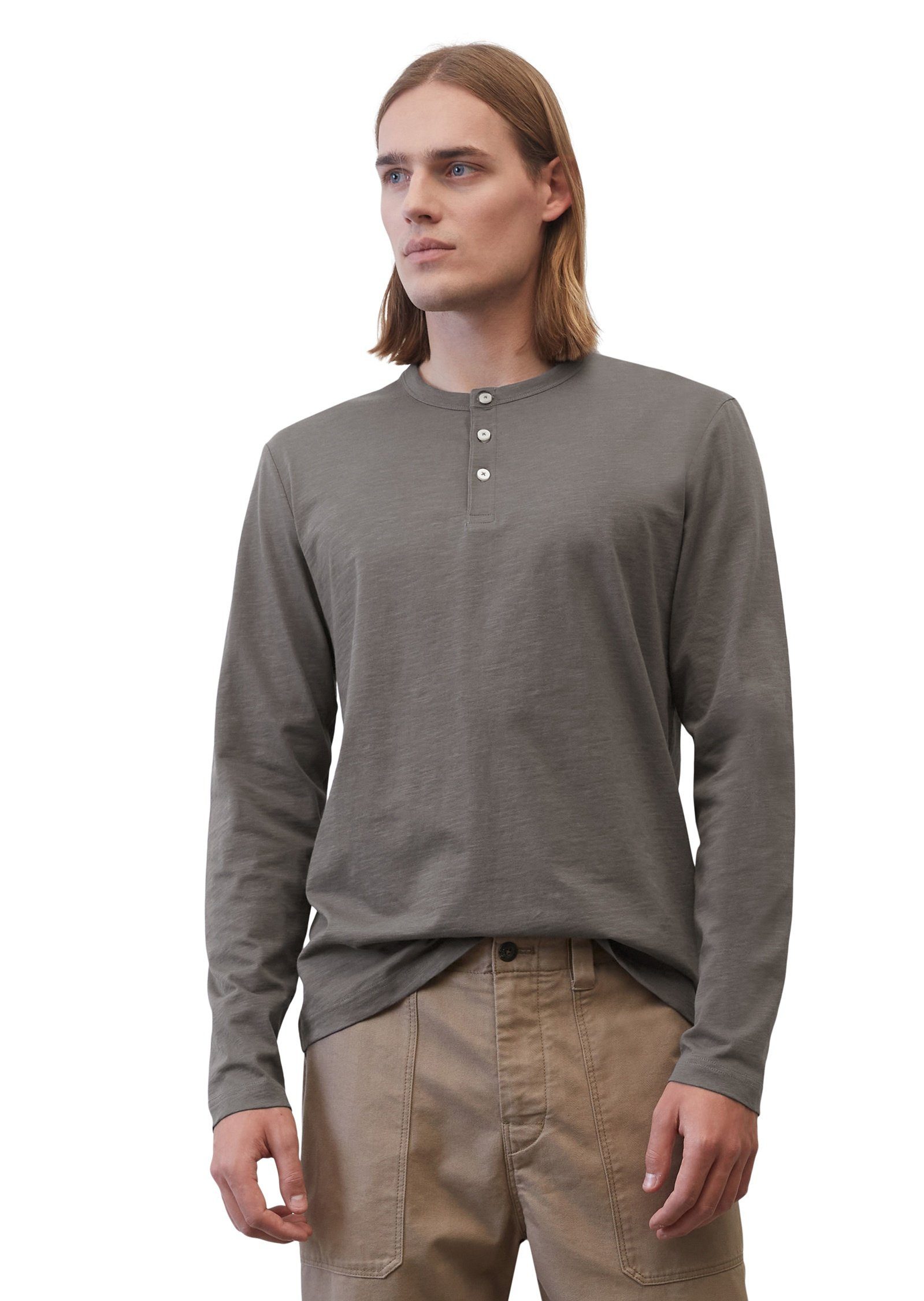 Marc O'Polo Langarmshirt aus reiner Bio-Baumwolle grau