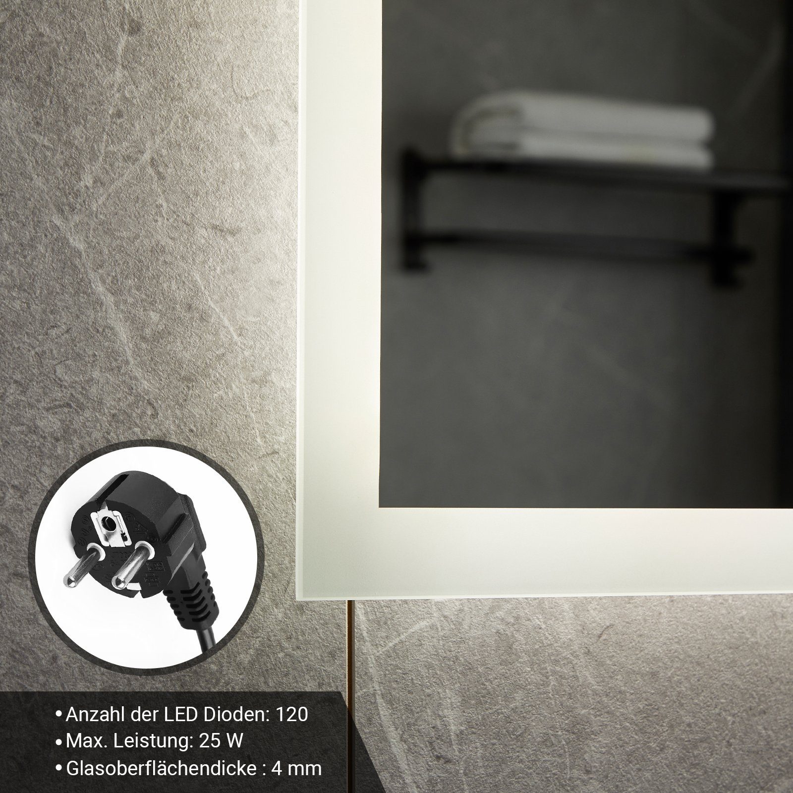 - Badezimmerspiegel - Digitaluhr mit LED Kosmetikspiegel, Touchschalter, Uhr, Aquamarin Sprecher Badezimmerspiegelschrank Badspiegel