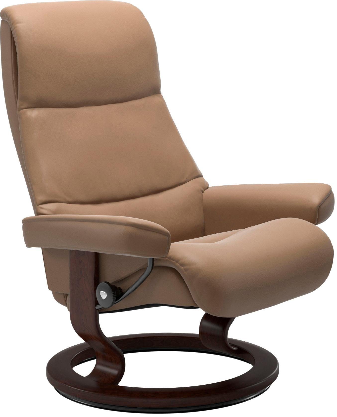 Stressless® Relaxsessel View mit M,Gestell Braun mit Größe Relaxsessel Hocker), Classic Base, (Set