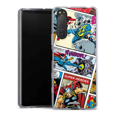 DeinDesign Handyhülle Marvel Retro Comic Blue, Sony Xperia 5 II Silikon Hülle Bumper Case Handy Schutzhülle