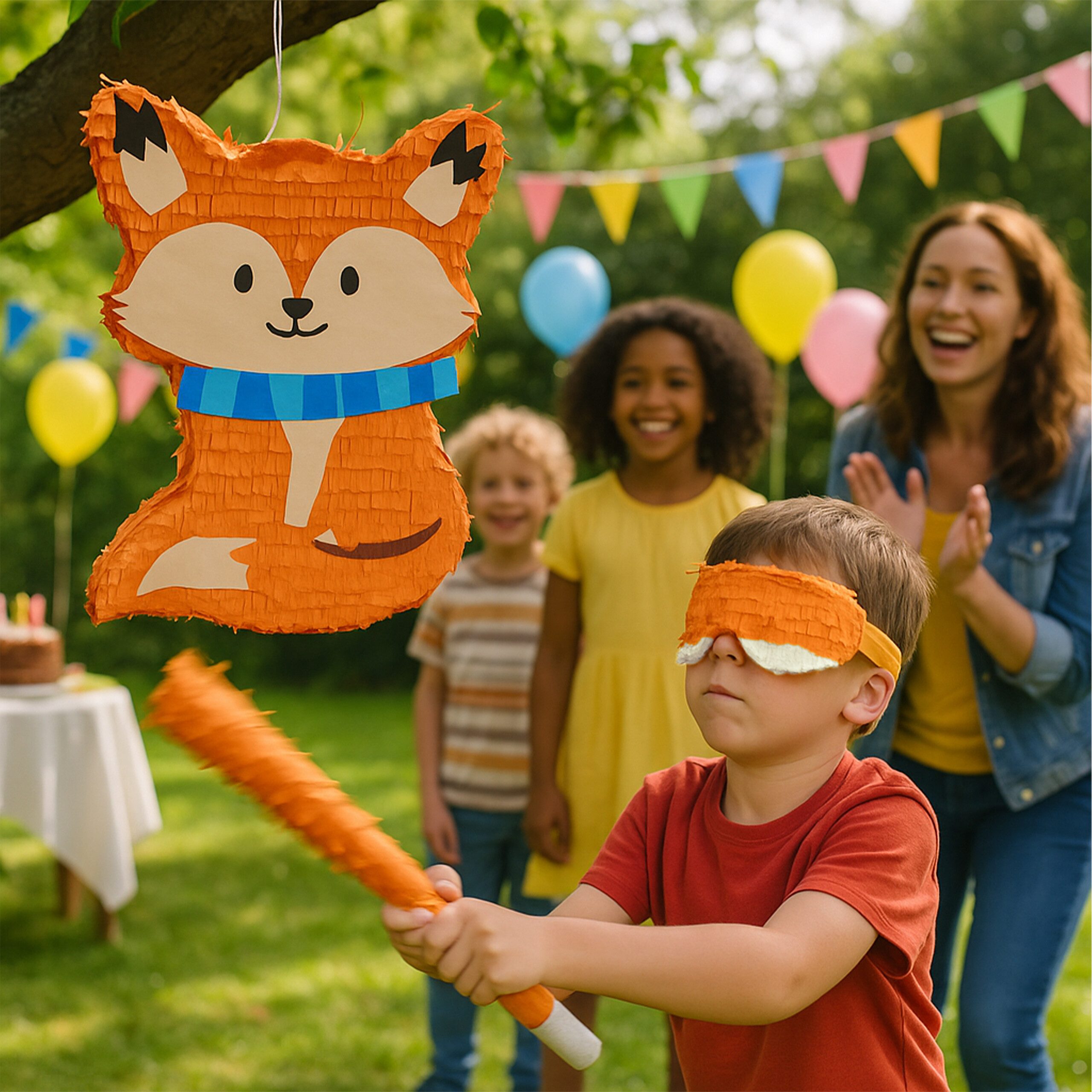 relaxdays Pinata Set Fuchs mit Stab und Maske
